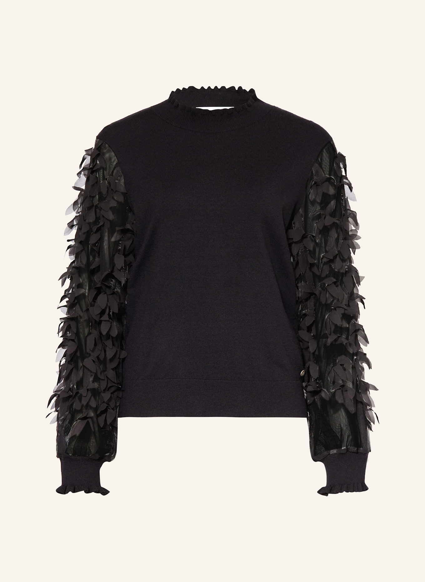 RINO & PELLE Pullover im Materialmix: SCHWARZ