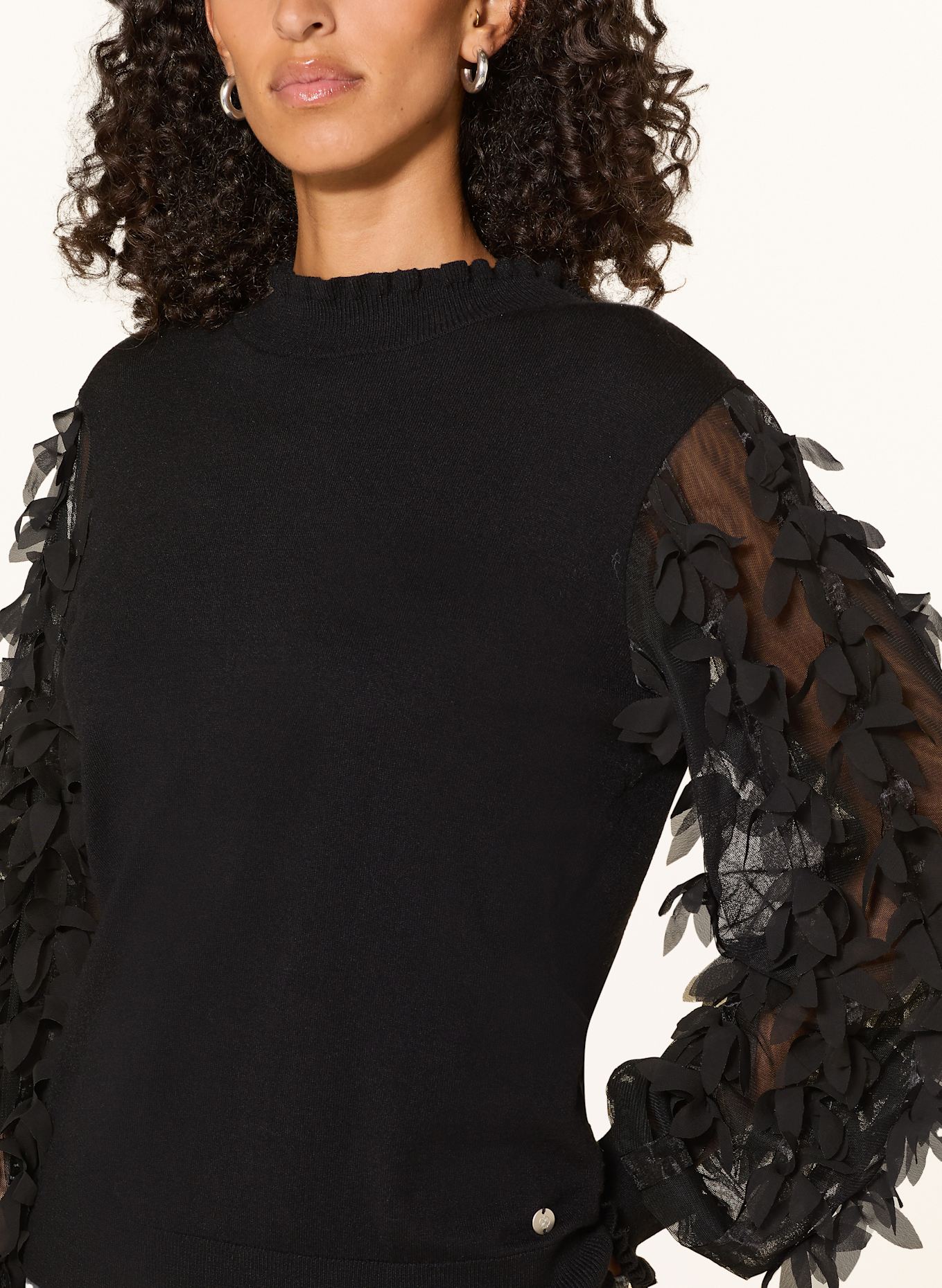 RINO & PELLE Pullover im Materialmix: SCHWARZ