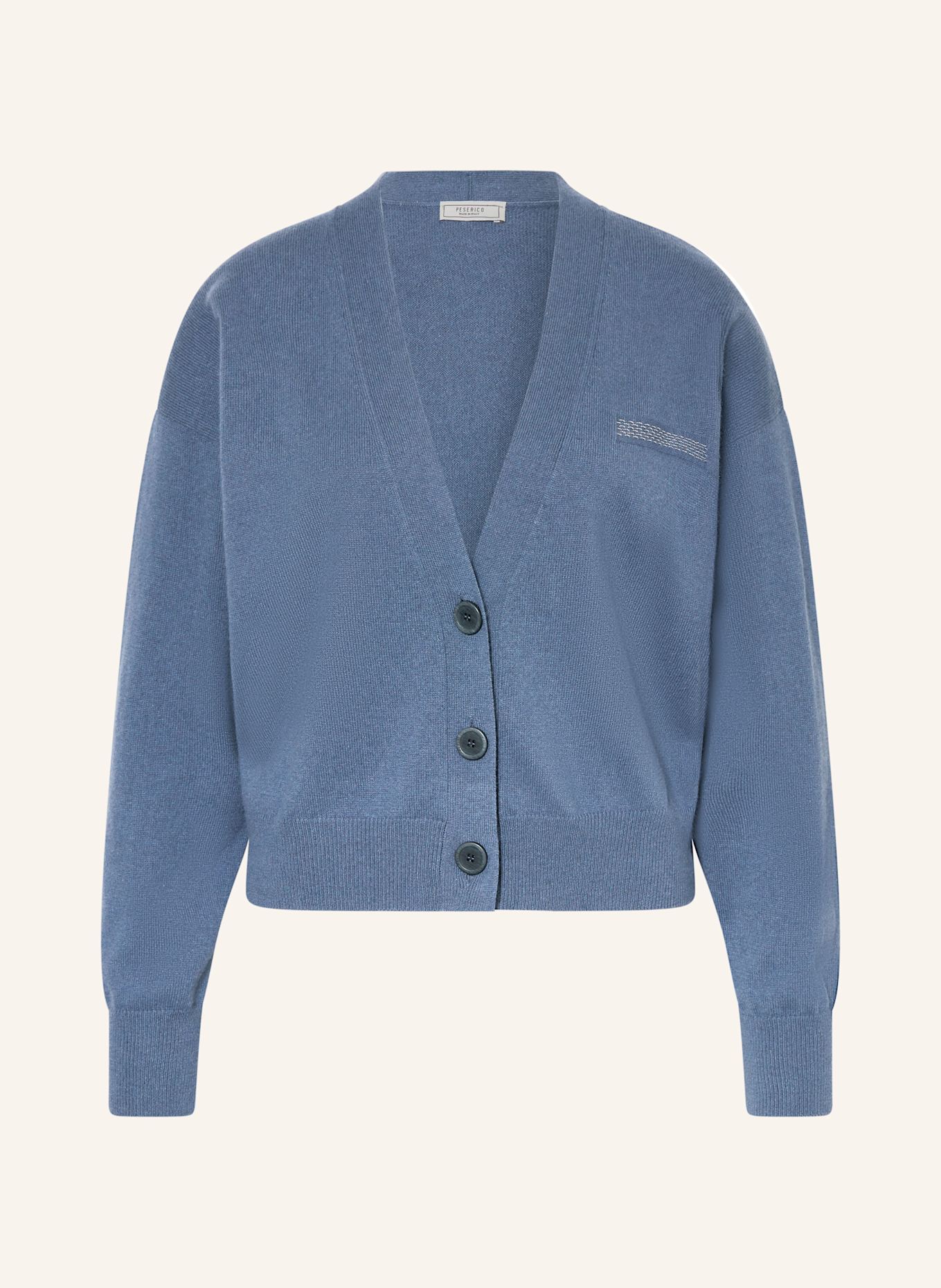 PESERICO Strickjacke mit Seide und Schmucksteinen: DUNKELBLAU