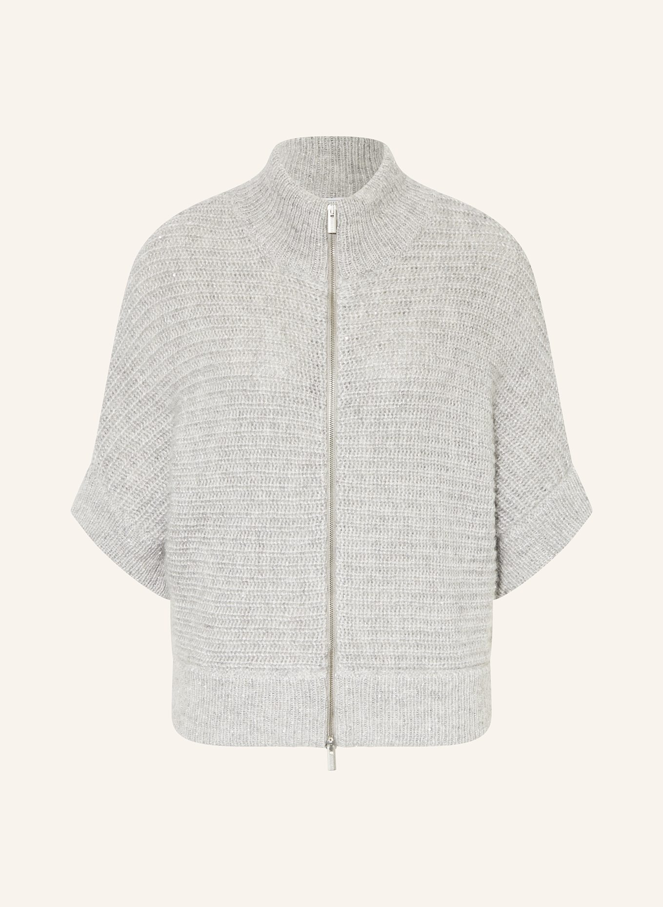 PESERICO Cardigan with 3/4 sleeves and sequins: LIGHT GRAY