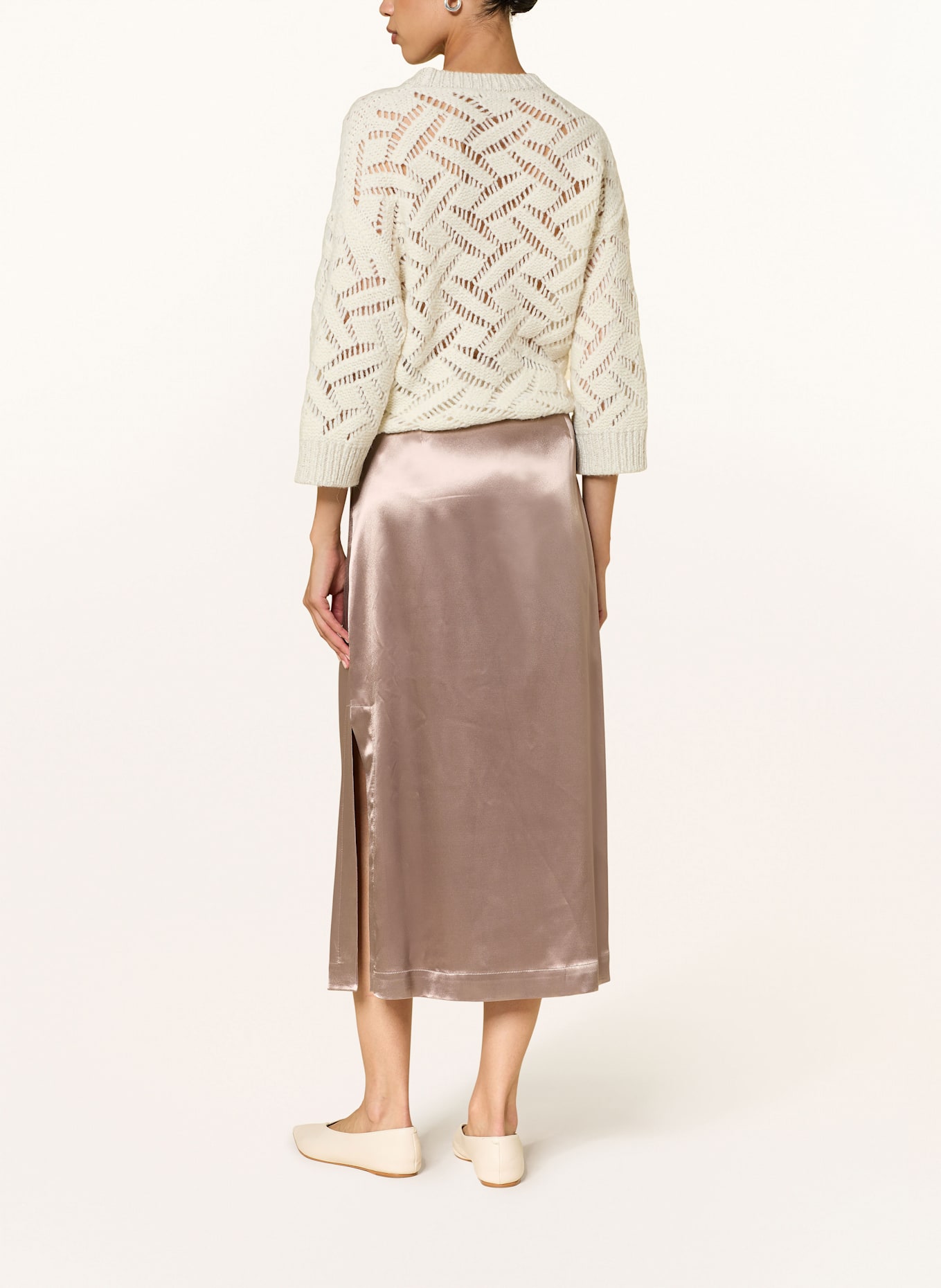 PESERICO Satin skirt: BROWN