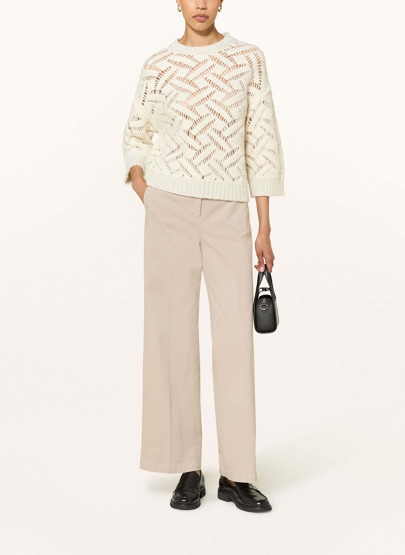 PESERICO Pullover mit Alpaka und 3/4-Arm: WEISS