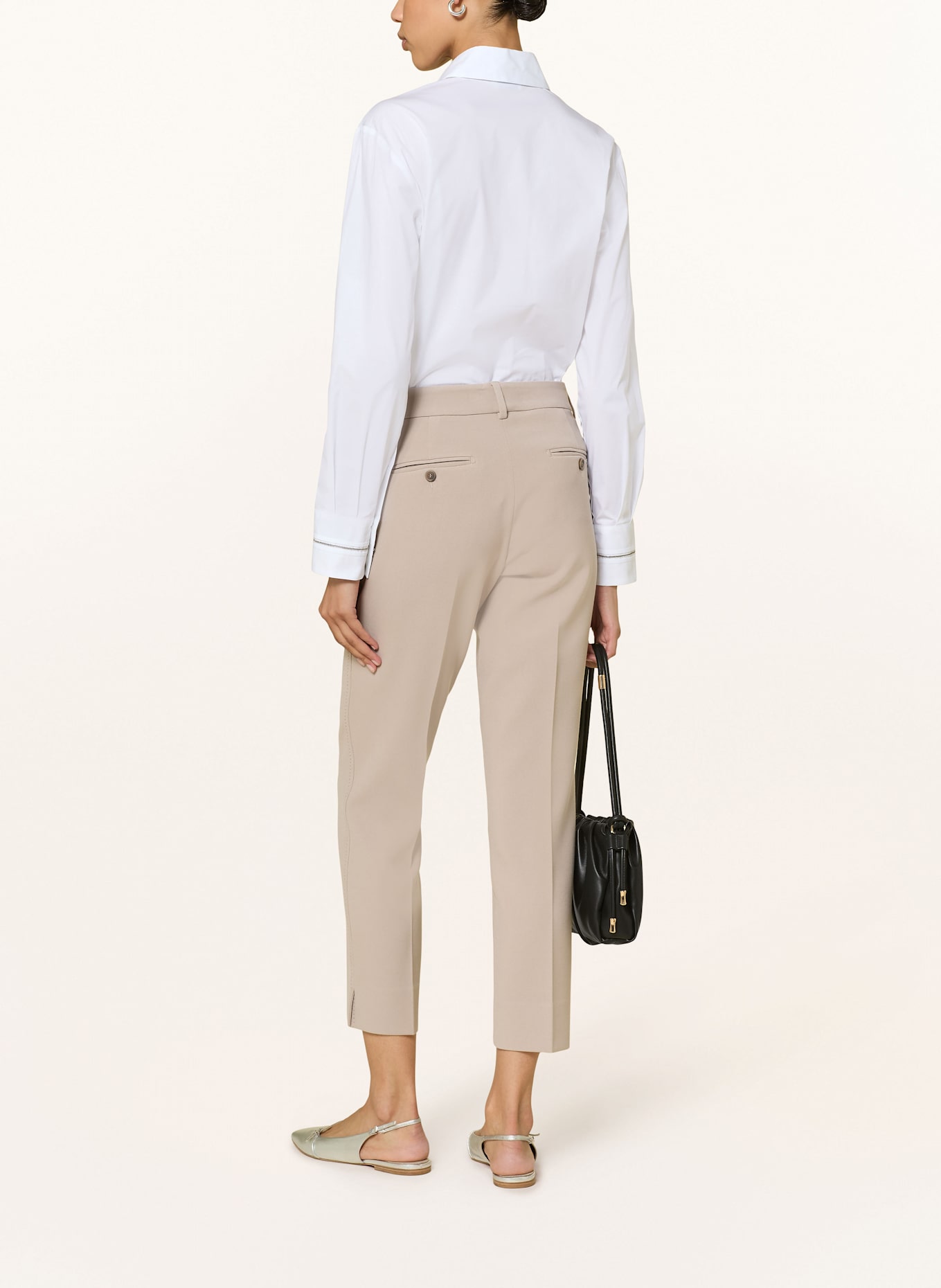 PESERICO Hemdbluse mit Schmuckperlen: WEISS