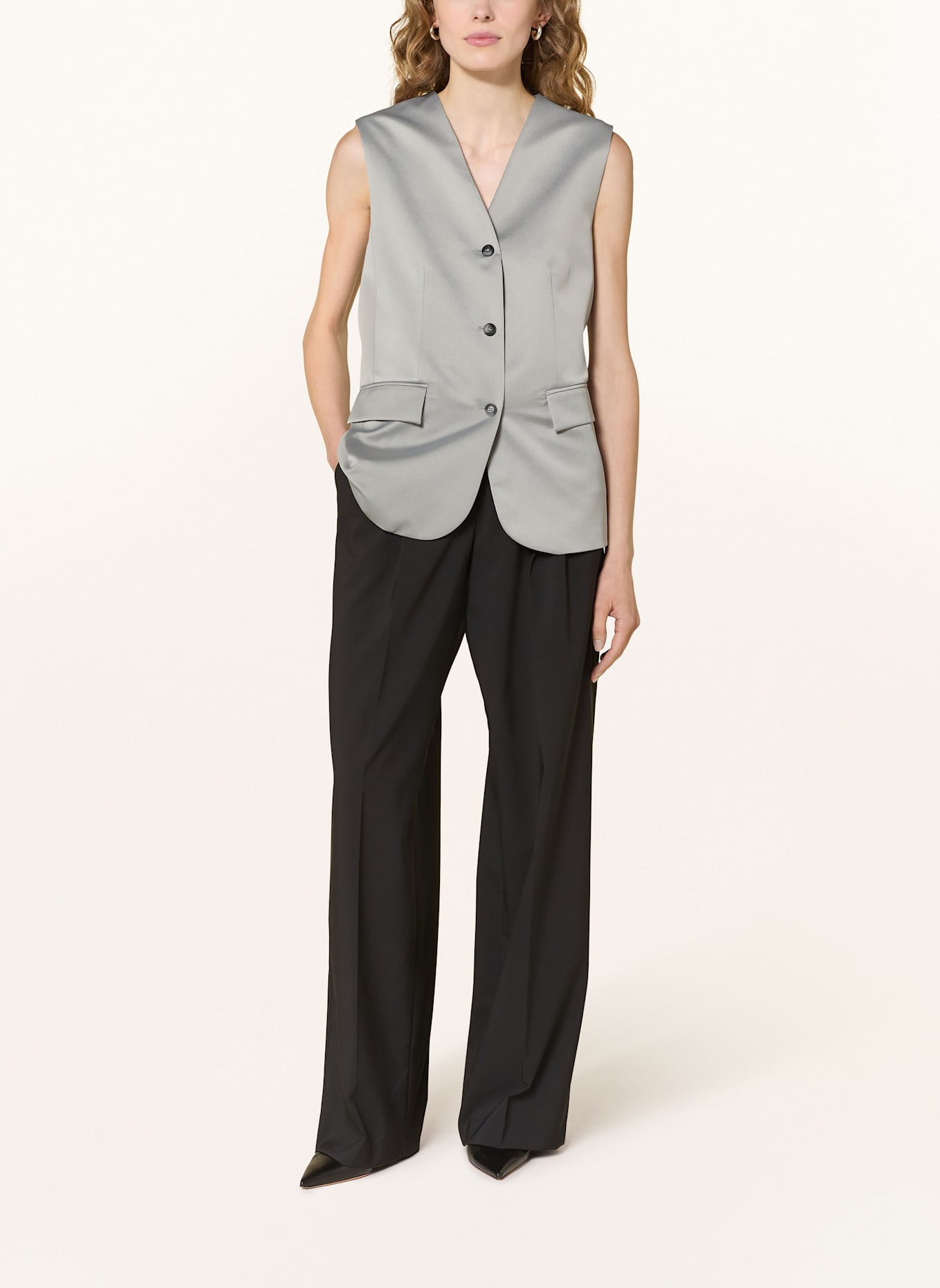 MAX & Co. Blazerweste LAVAGNA aus Satin: GRAU