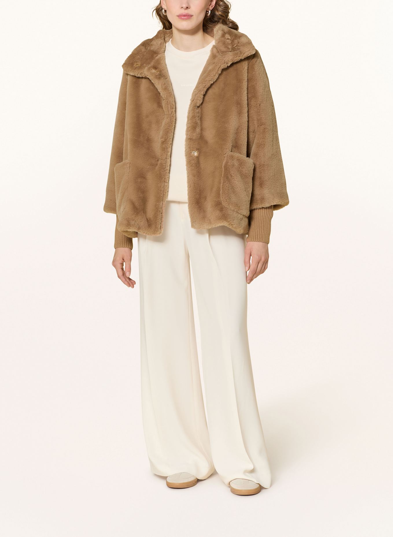 s.Oliver BLACK LABEL Kunstfell-Jacke: HELLBRAUN