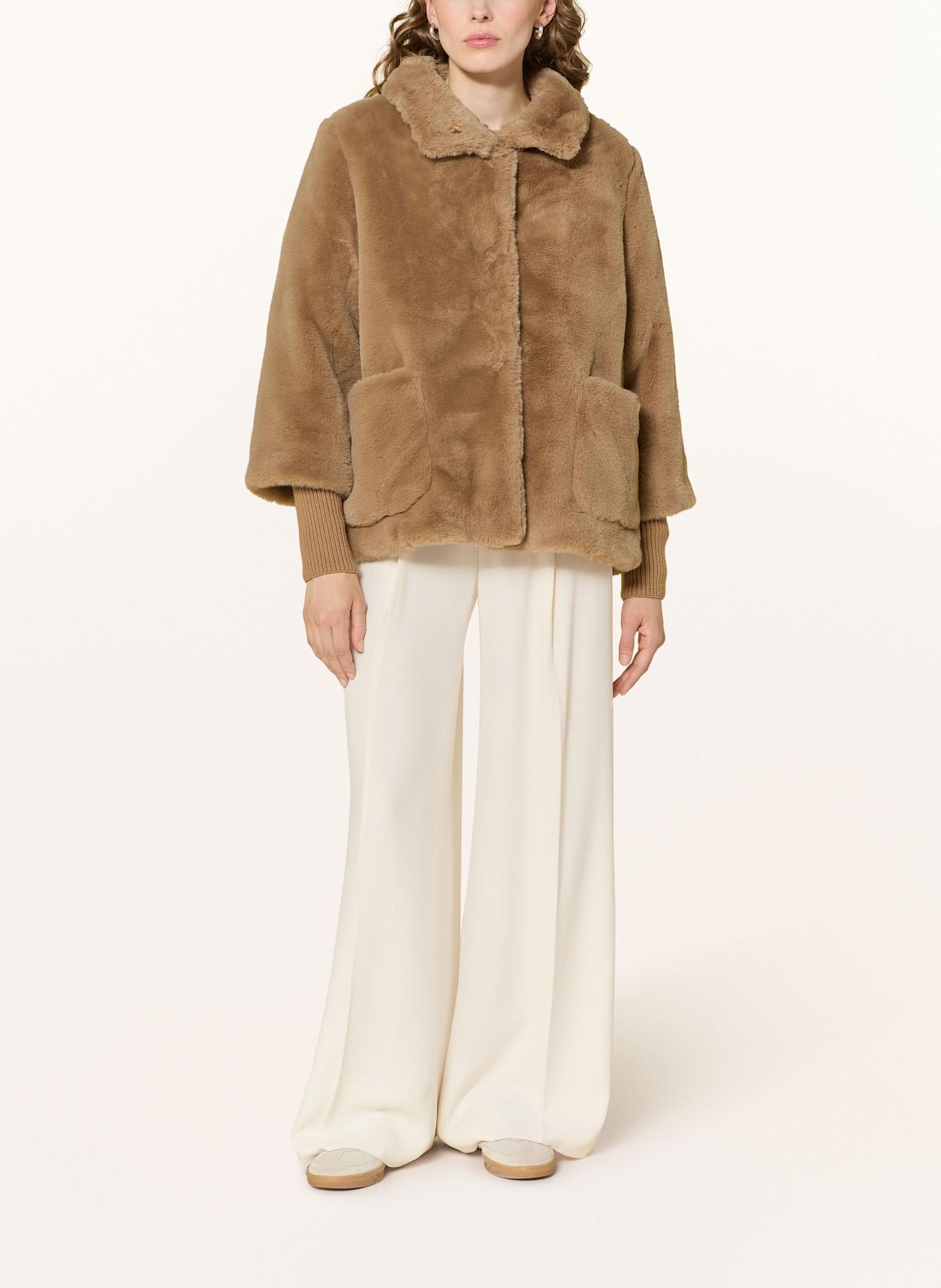 s.Oliver BLACK LABEL Kunstfell-Jacke: HELLBRAUN