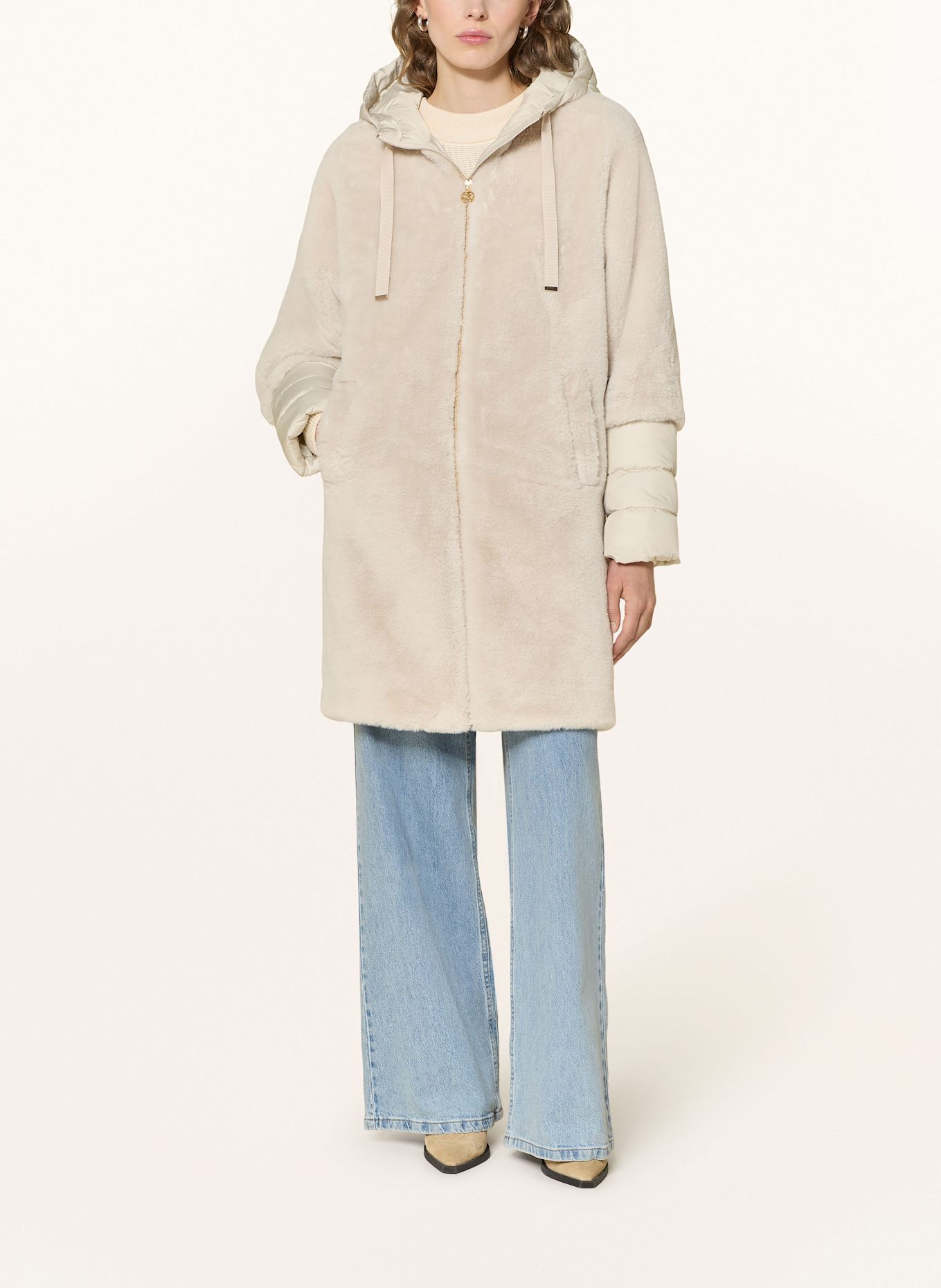 s.Oliver BLACK LABEL Kunstfell-Mantel: CREME