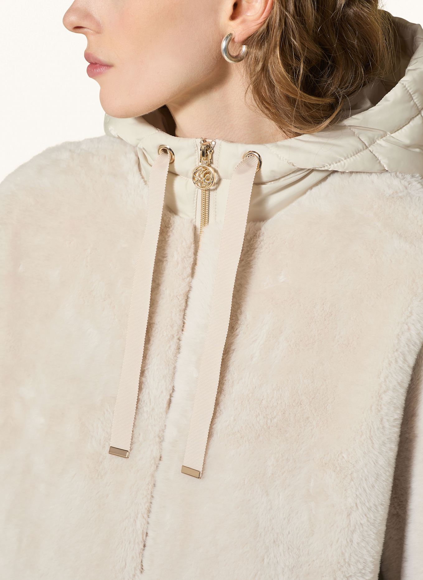 s.Oliver BLACK LABEL Kunstfell-Mantel: CREME