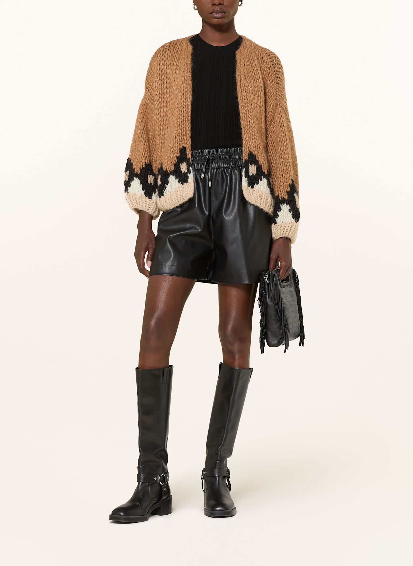 MAIAMI Housse tricotée en alpaga: MARRON / NOIR / NUDE