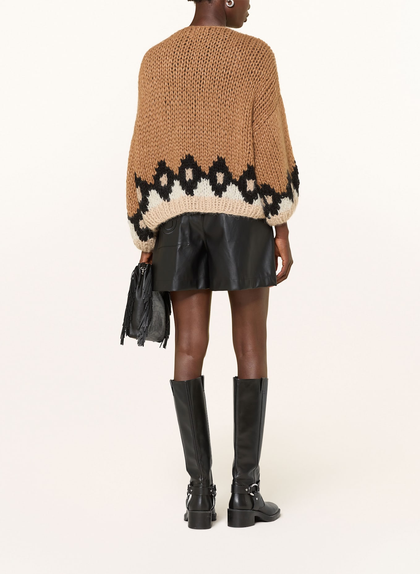 MAIAMI Housse tricotée en alpaga: MARRON / NOIR / NUDE