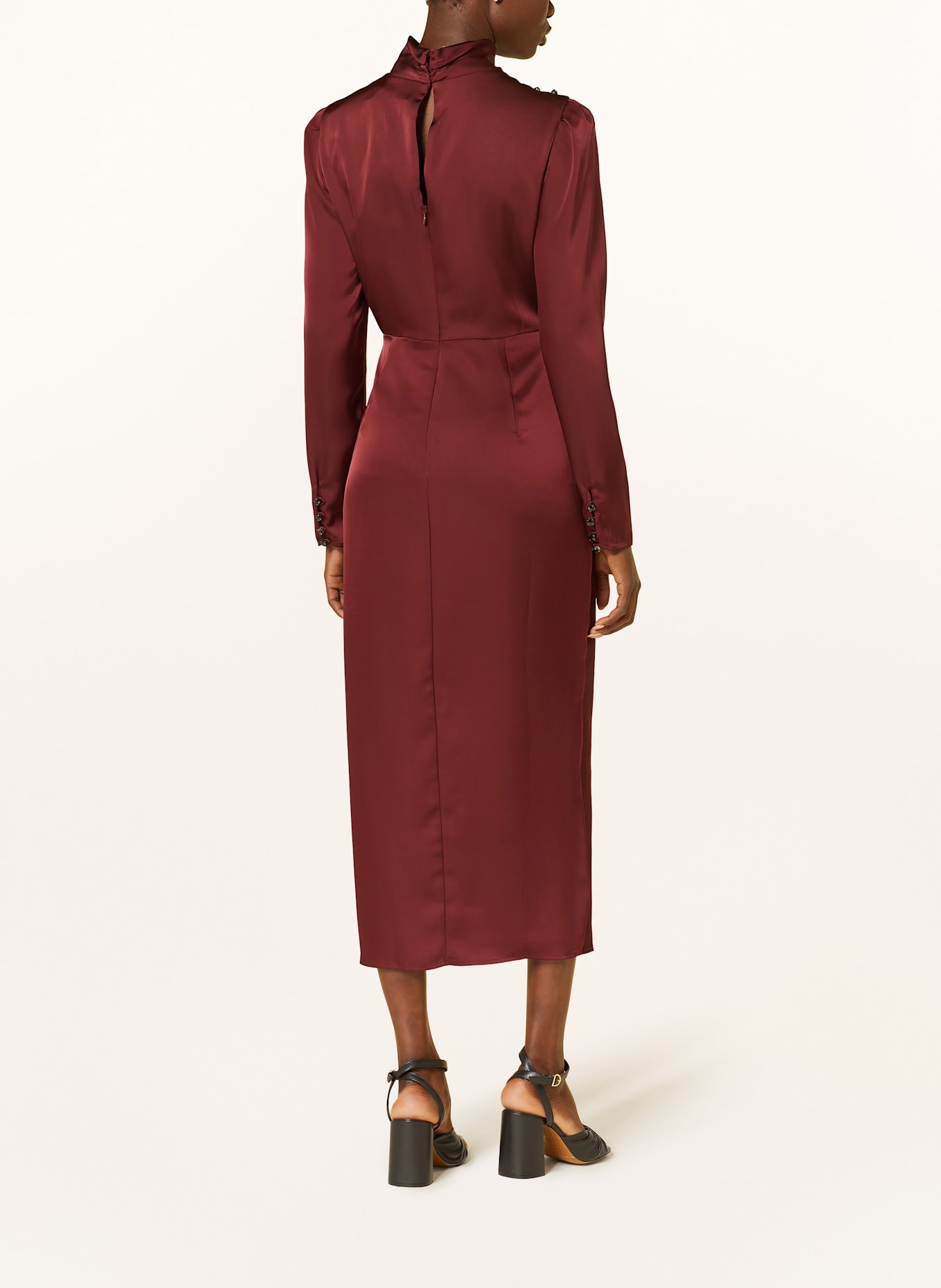 self-portrait Satinkleid: DUNKELROT