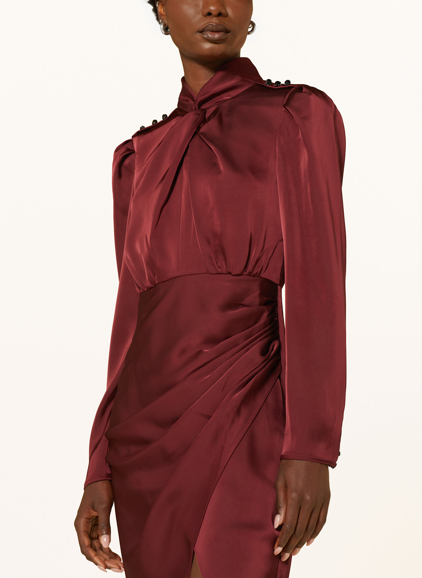 self-portrait Satinkleid: DUNKELROT