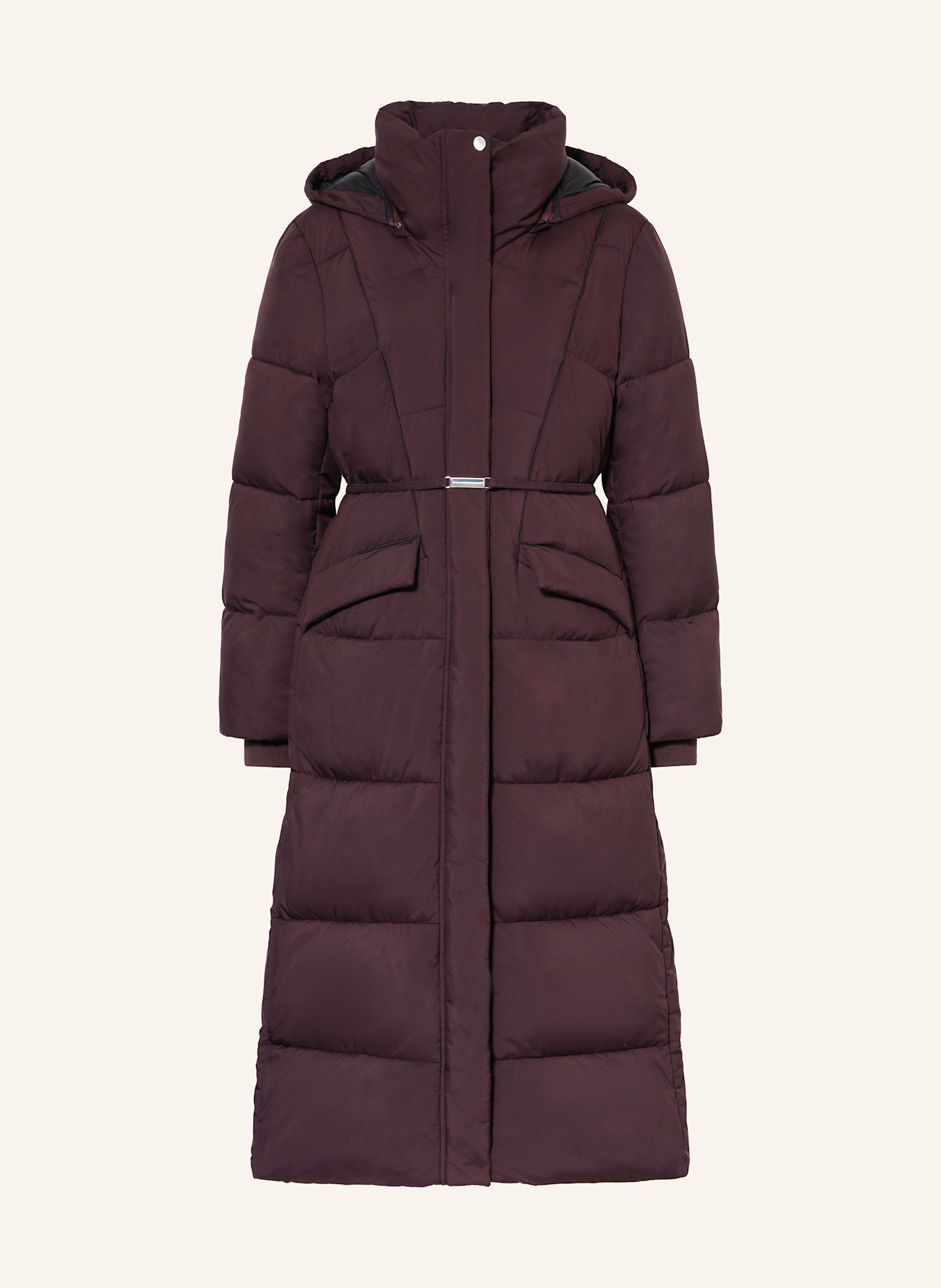 BOSS Steppmantel PAMAXI mit abnehmbarer Kapuze: DUNKELLILA