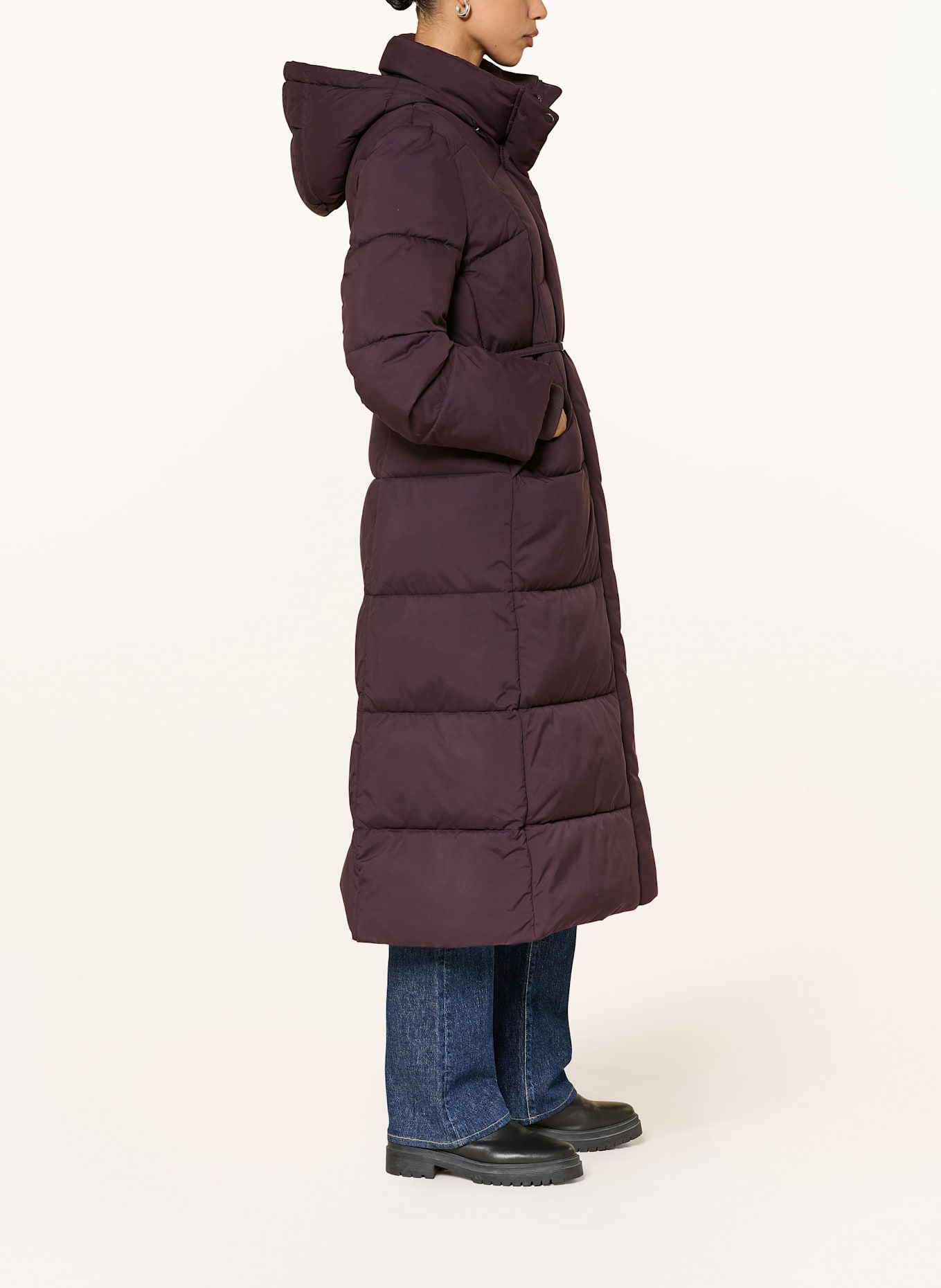 BOSS Steppmantel PAMAXI mit abnehmbarer Kapuze: DUNKELLILA