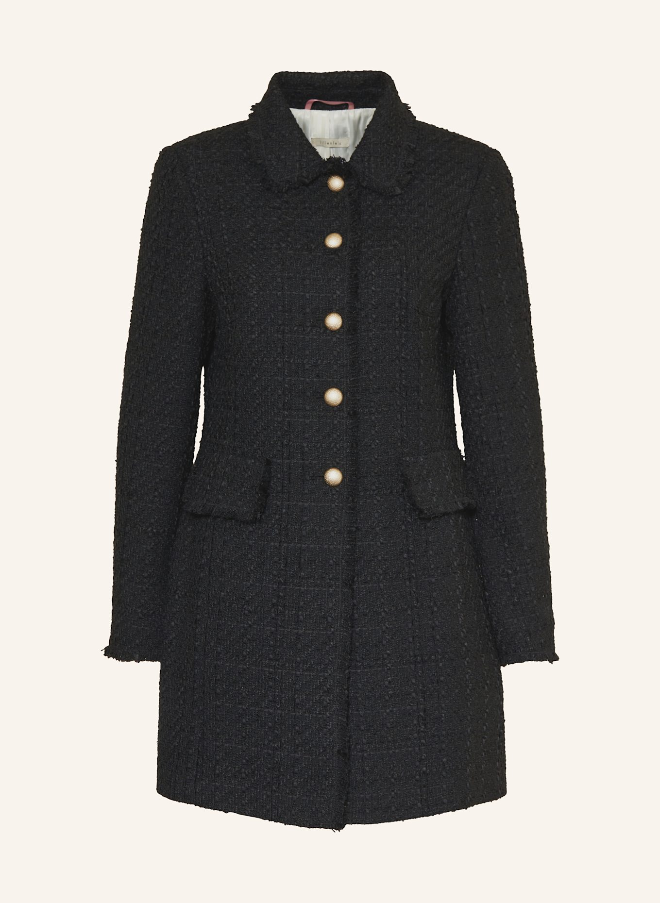 lilienfels Bouclé-Mantel: SCHWARZ