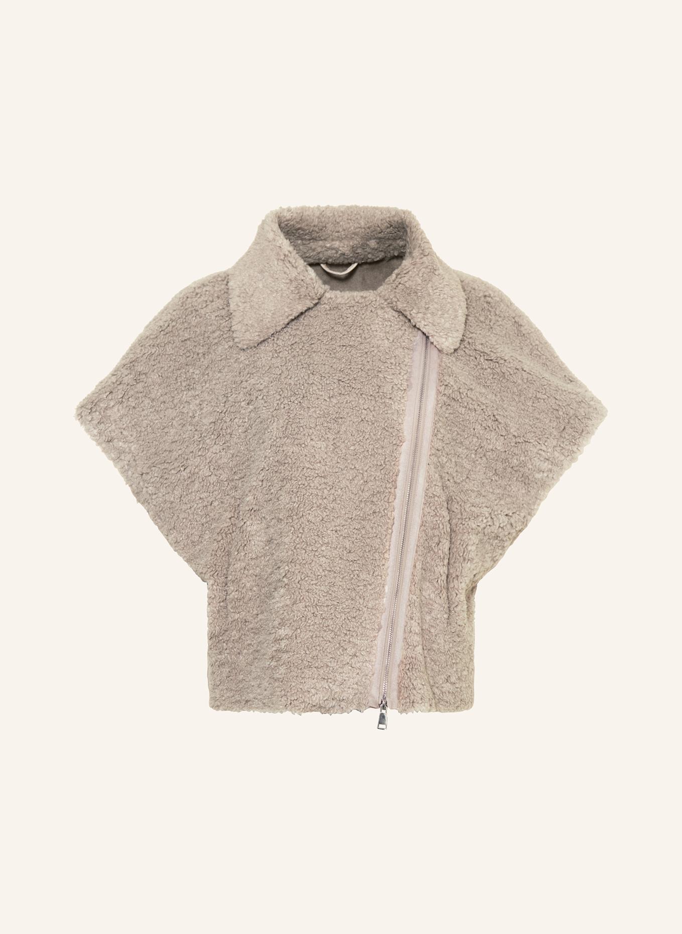 lilienfels Oversized-Weste aus Teddyfell: TAUPE