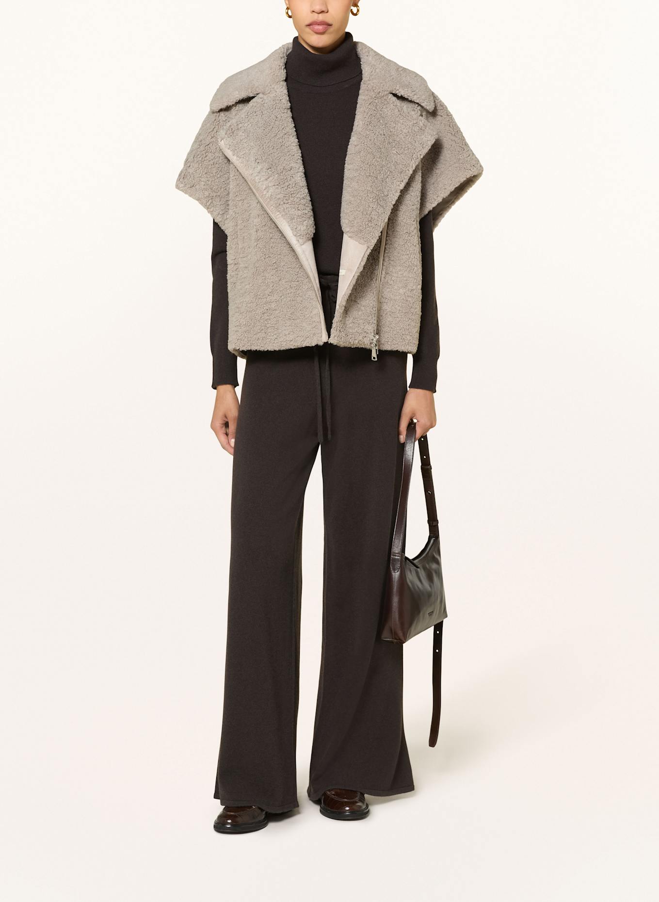 lilienfels Oversized-Weste aus Teddyfell: TAUPE