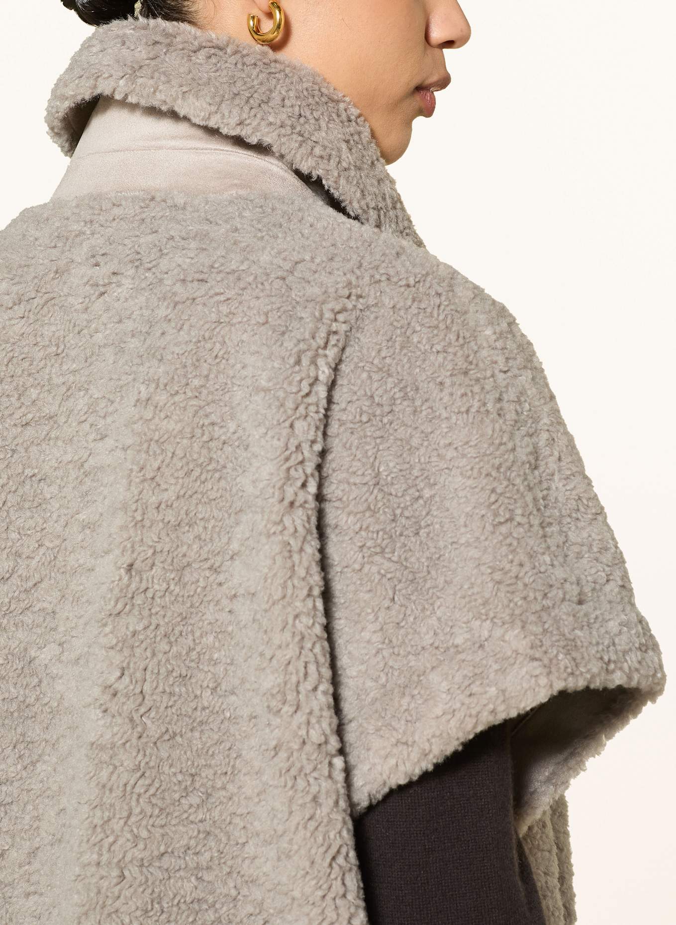 lilienfels Oversized-Weste aus Teddyfell: TAUPE