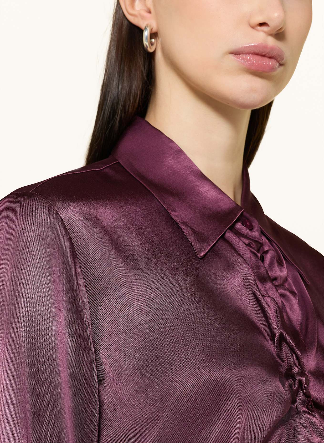 SoSUE Koszula z falbankami z satyny: FUKSJA