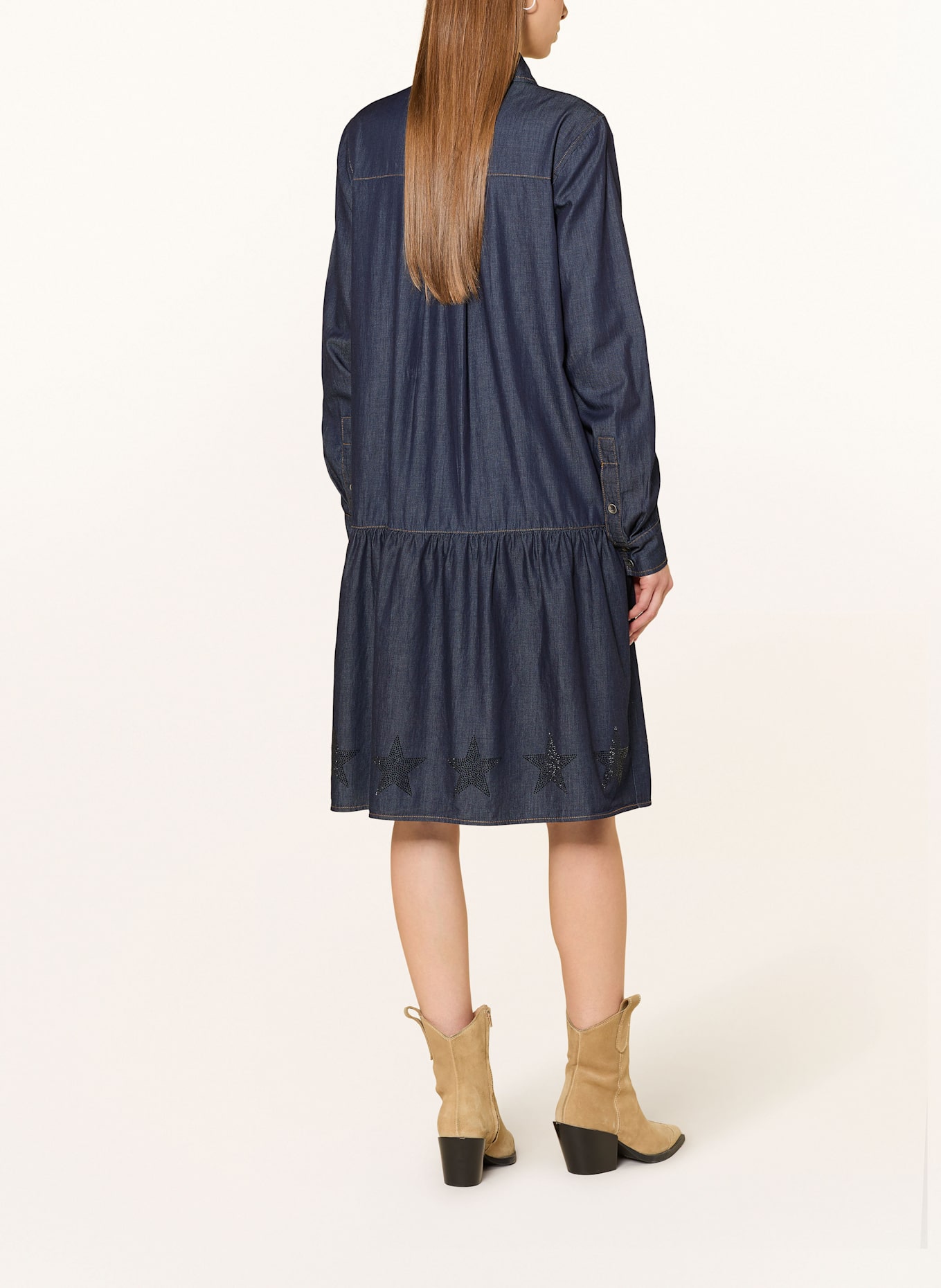 Grace Hemdblusenkleid in Jeansoptik mit Schmucksteinen: DUNKELBLAU