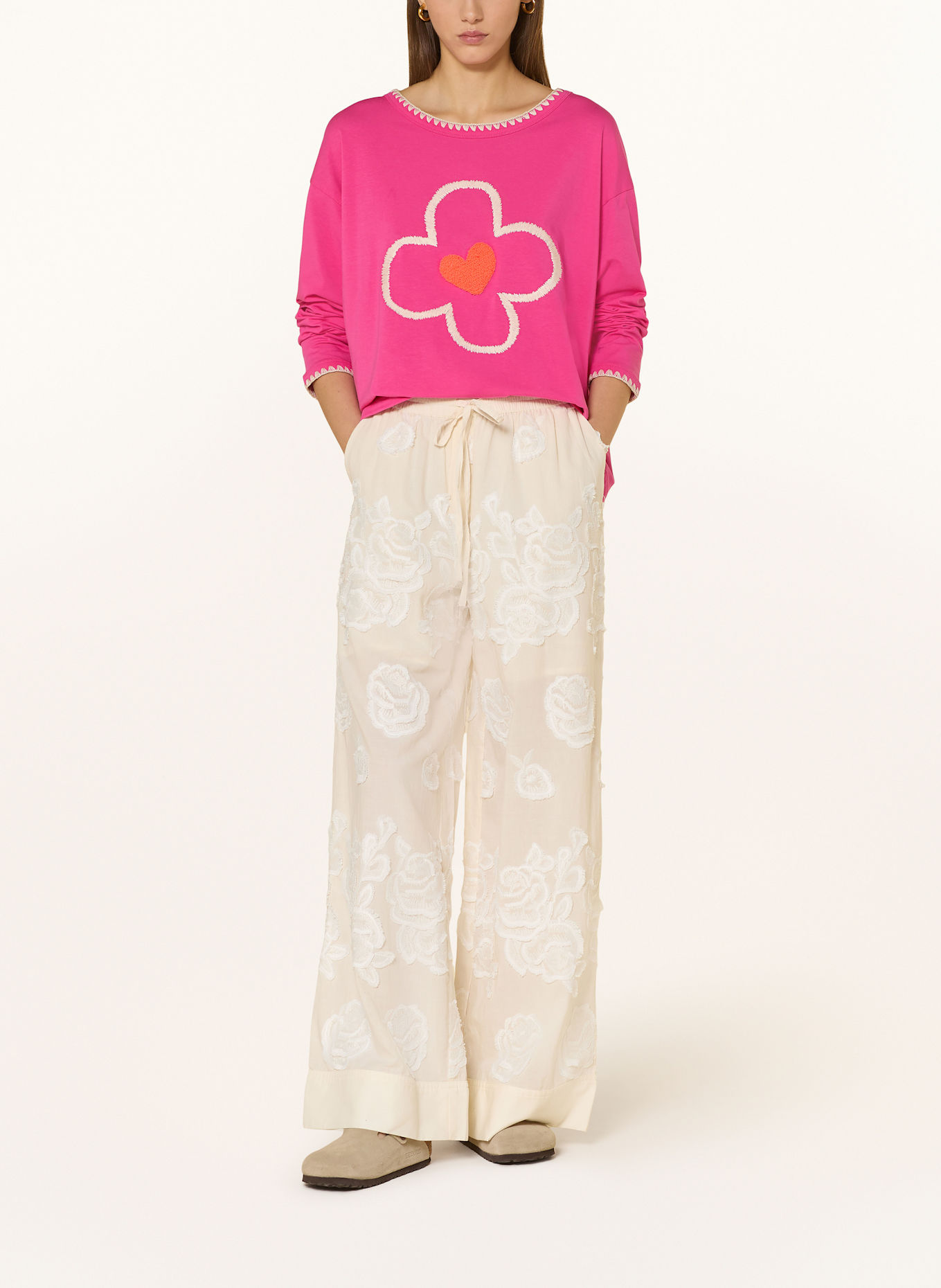 Grace Longsleeve: PINK / NEONORANGE / WEISS