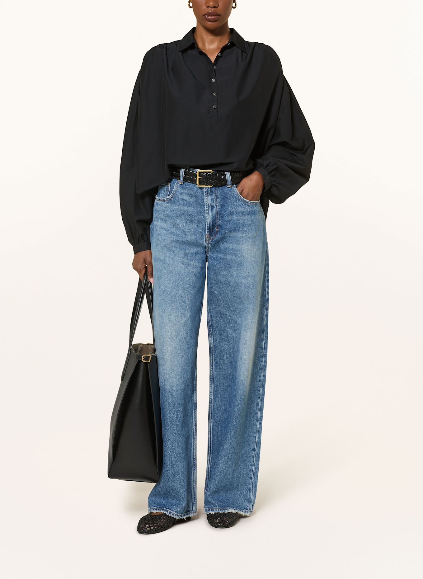 POLO RALPH LAUREN Blusenshirt mit 3/4-Arm: SCHWARZ