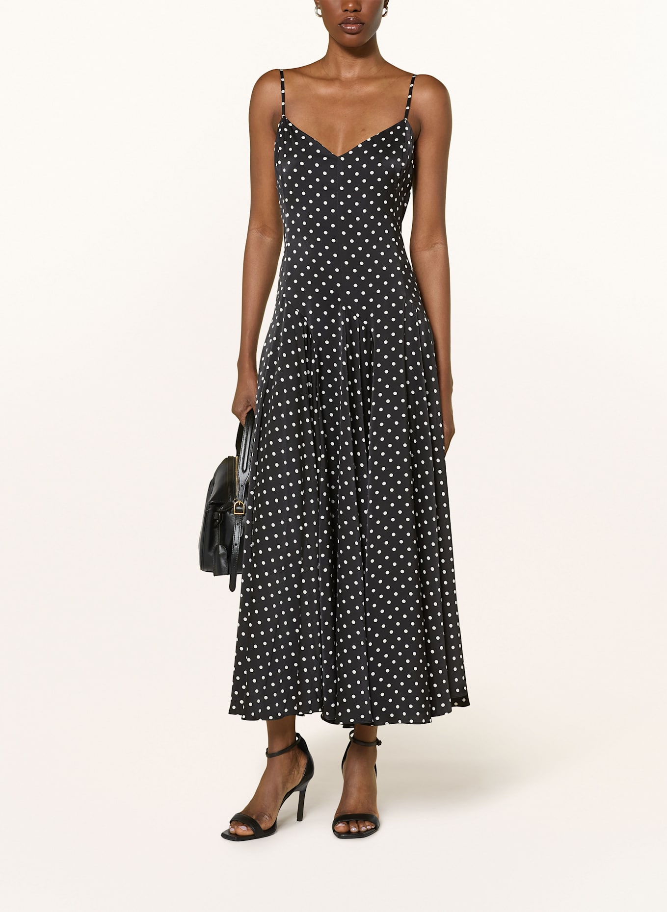 POLO RALPH LAUREN Satinkleid: SCHWARZ / WEISS