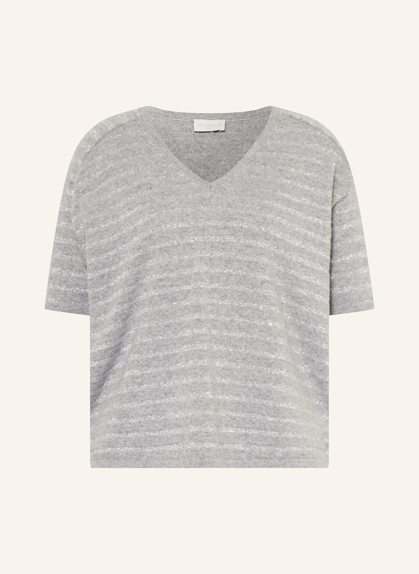 MILANO ITALY Strickshirt mit Glitzergarn: GRAU