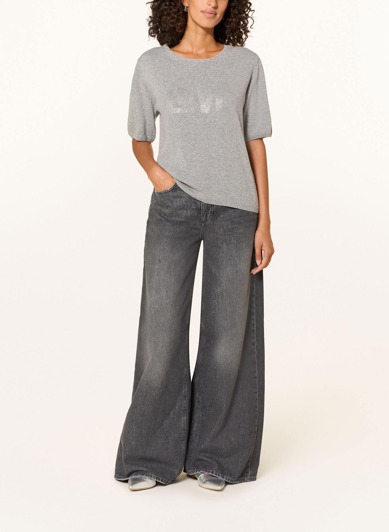 MILANO ITALY Pullover mit Schmucksteinen: GRAU