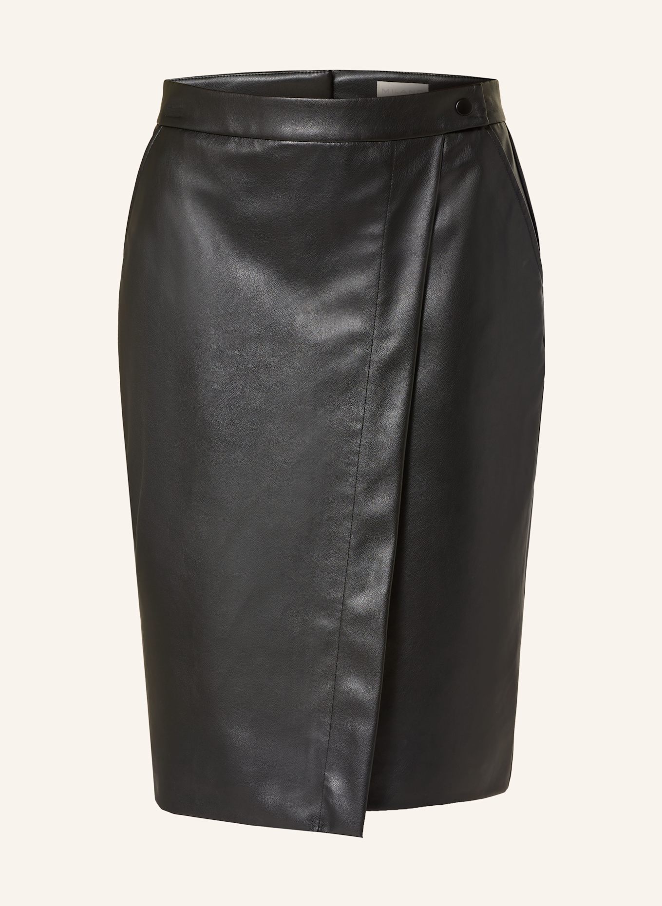 MILANO ITALY Lederrock in Wickeloptik: SCHWARZ