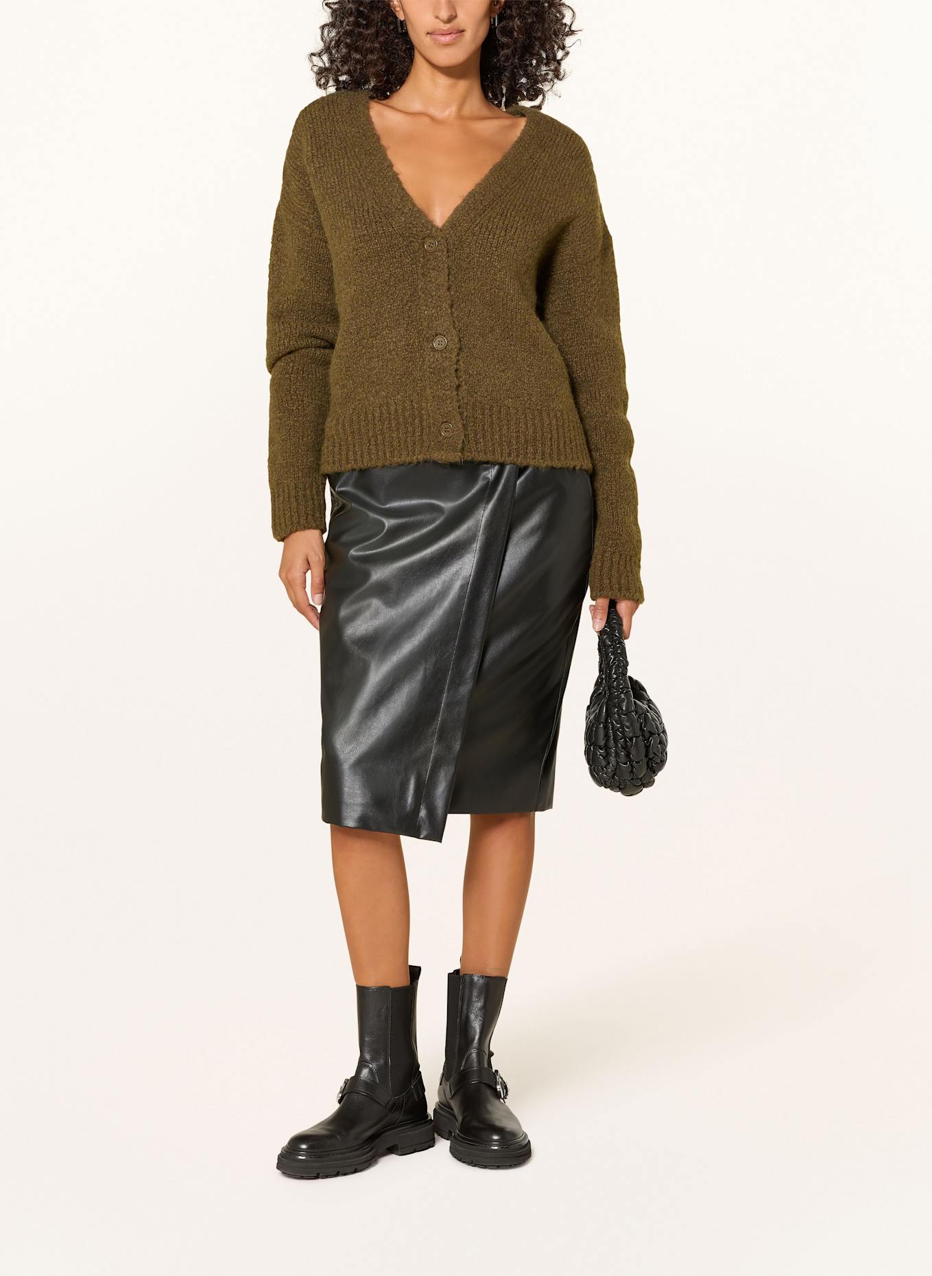 MILANO ITALY Lederrock in Wickeloptik: SCHWARZ