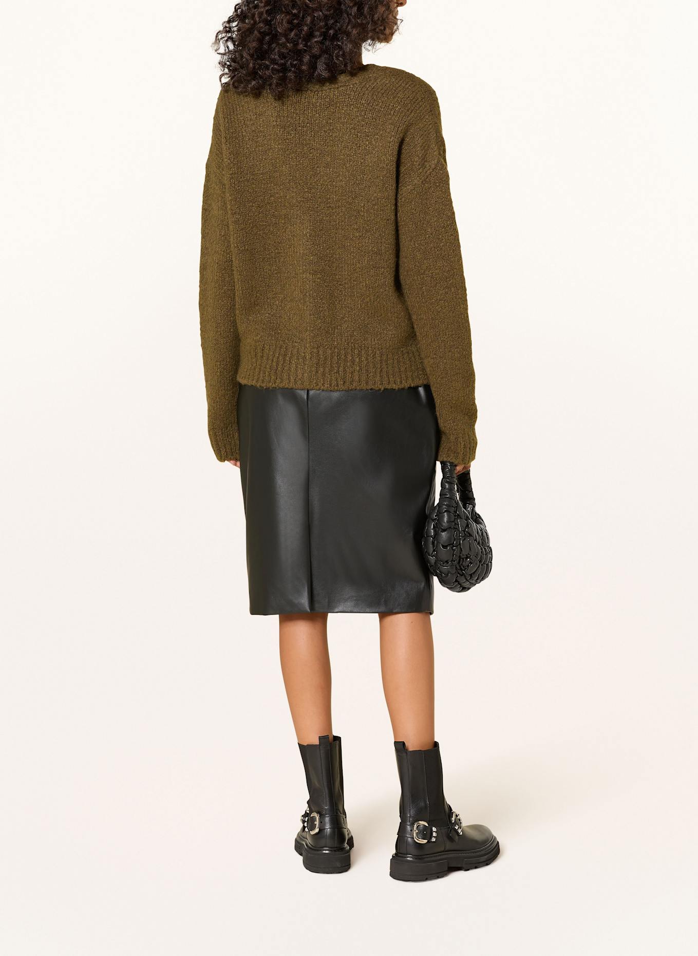 MILANO ITALY Lederrock in Wickeloptik: SCHWARZ