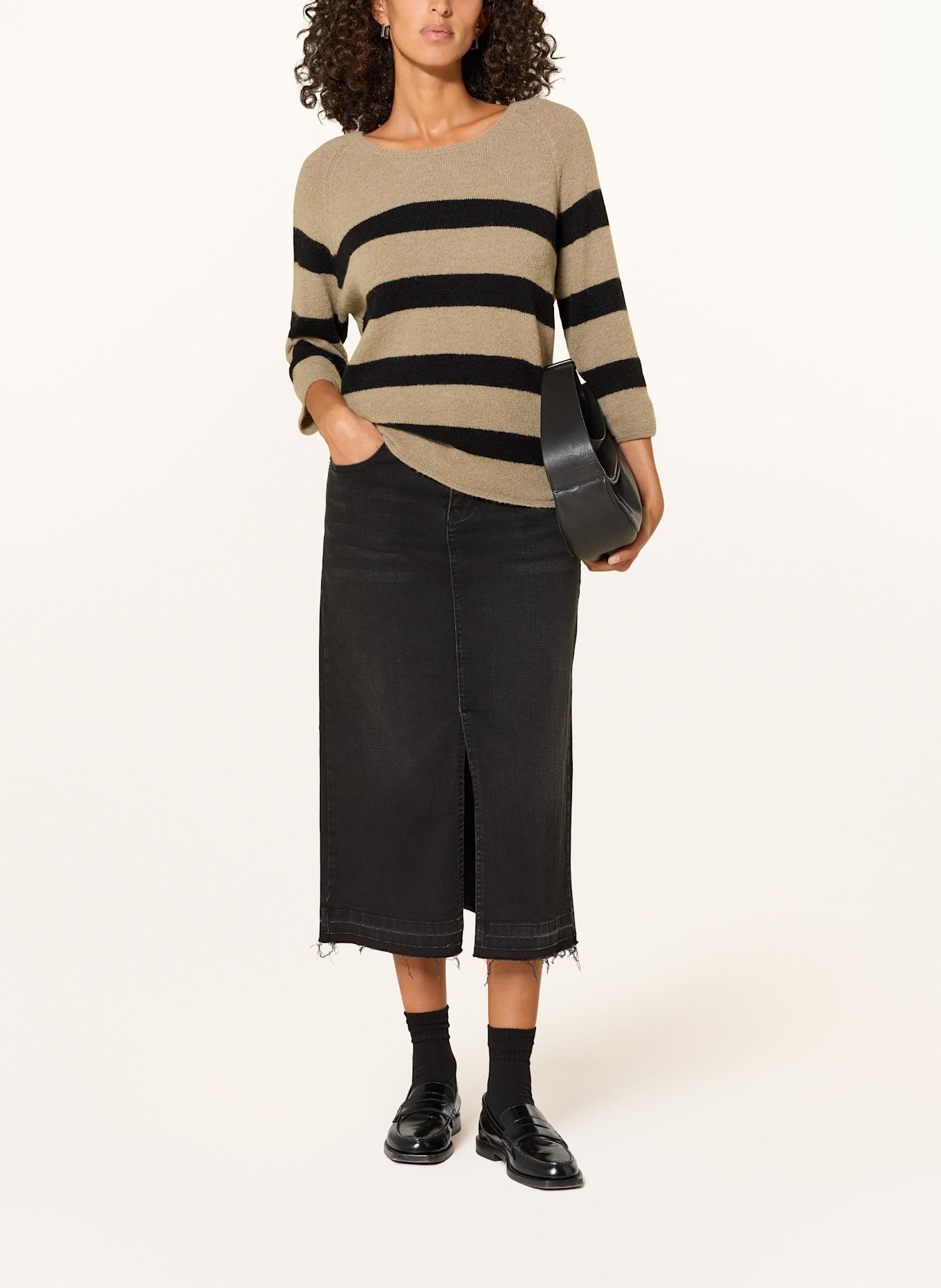 MILANO ITALY Pullover mit 3/4-Arm: BEIGE / SCHWARZ