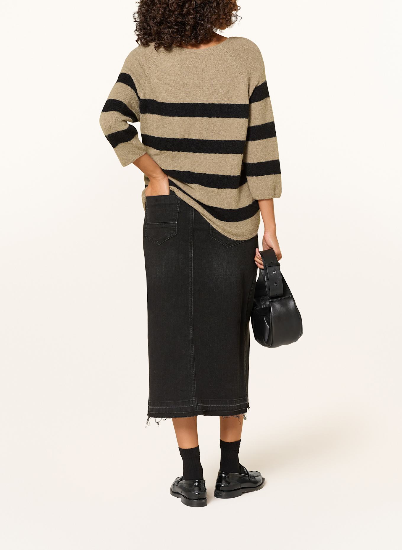 MILANO ITALY Pullover mit 3/4-Arm: BEIGE / SCHWARZ