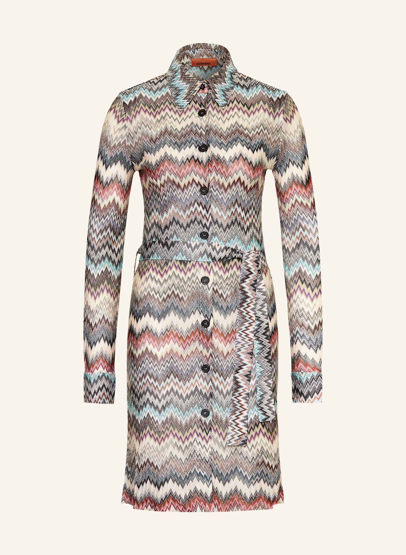 MISSONI Shirt dress: ECRU / BLUE GRAY / DARK GREEN