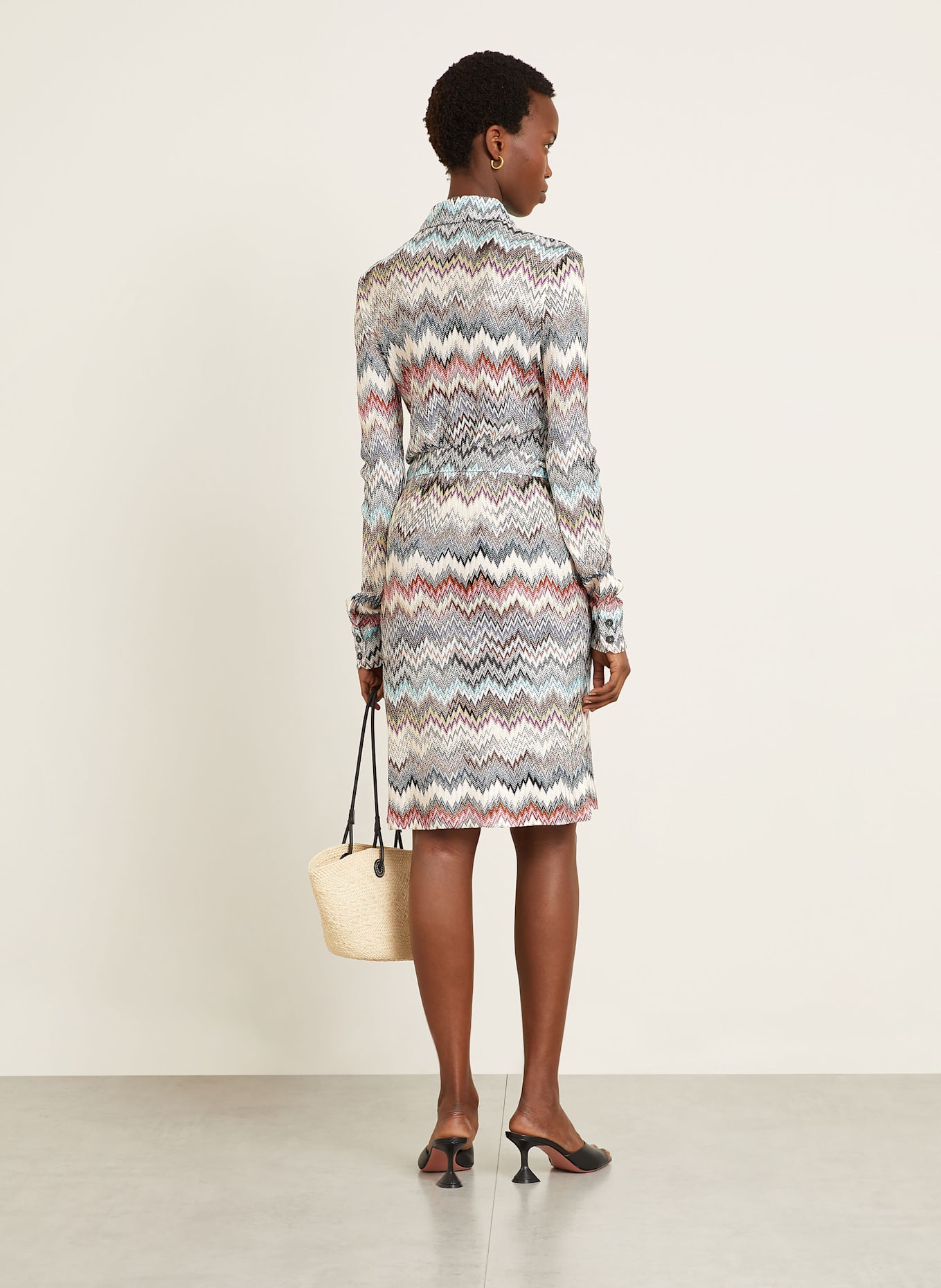 MISSONI Shirt dress: ECRU / BLUE GRAY / DARK GREEN