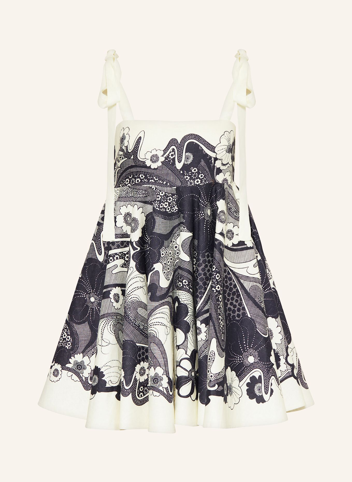 ALÉMAIS Robe en lin MICKEY: ÉCRU/ BLEU FONCÉ