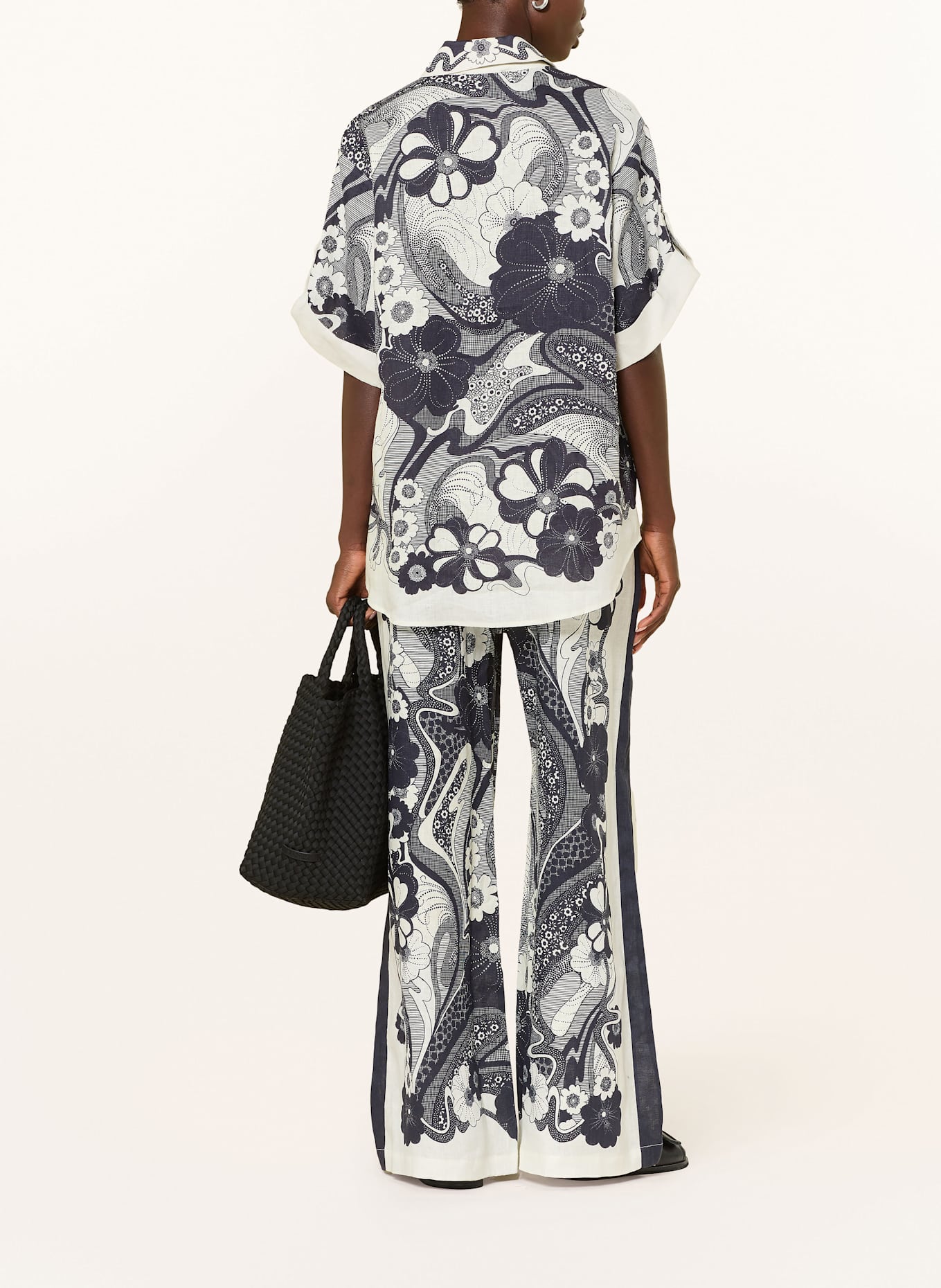 ALÉMAIS Linen trousers MICKEY: ECRU / DARK BLUE