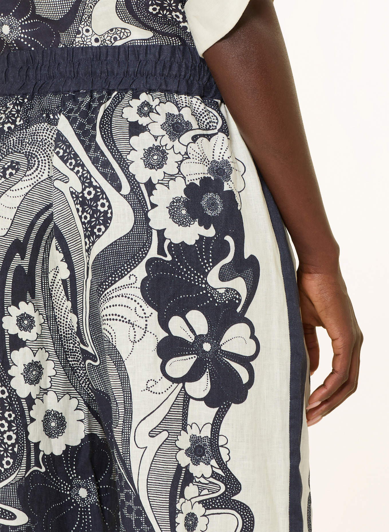 ALÉMAIS Linen trousers MICKEY: ECRU / DARK BLUE