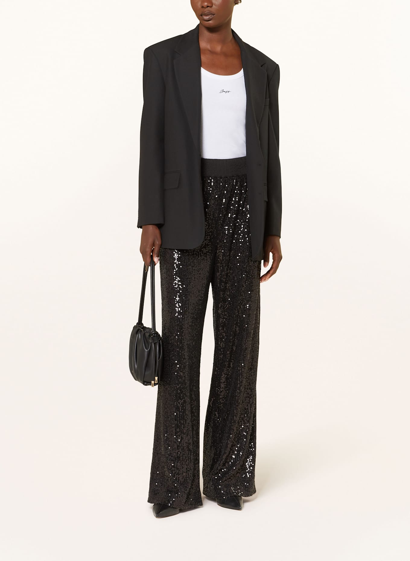 BOSS Marlenehose TILLOI mit Pailletten: SCHWARZ
