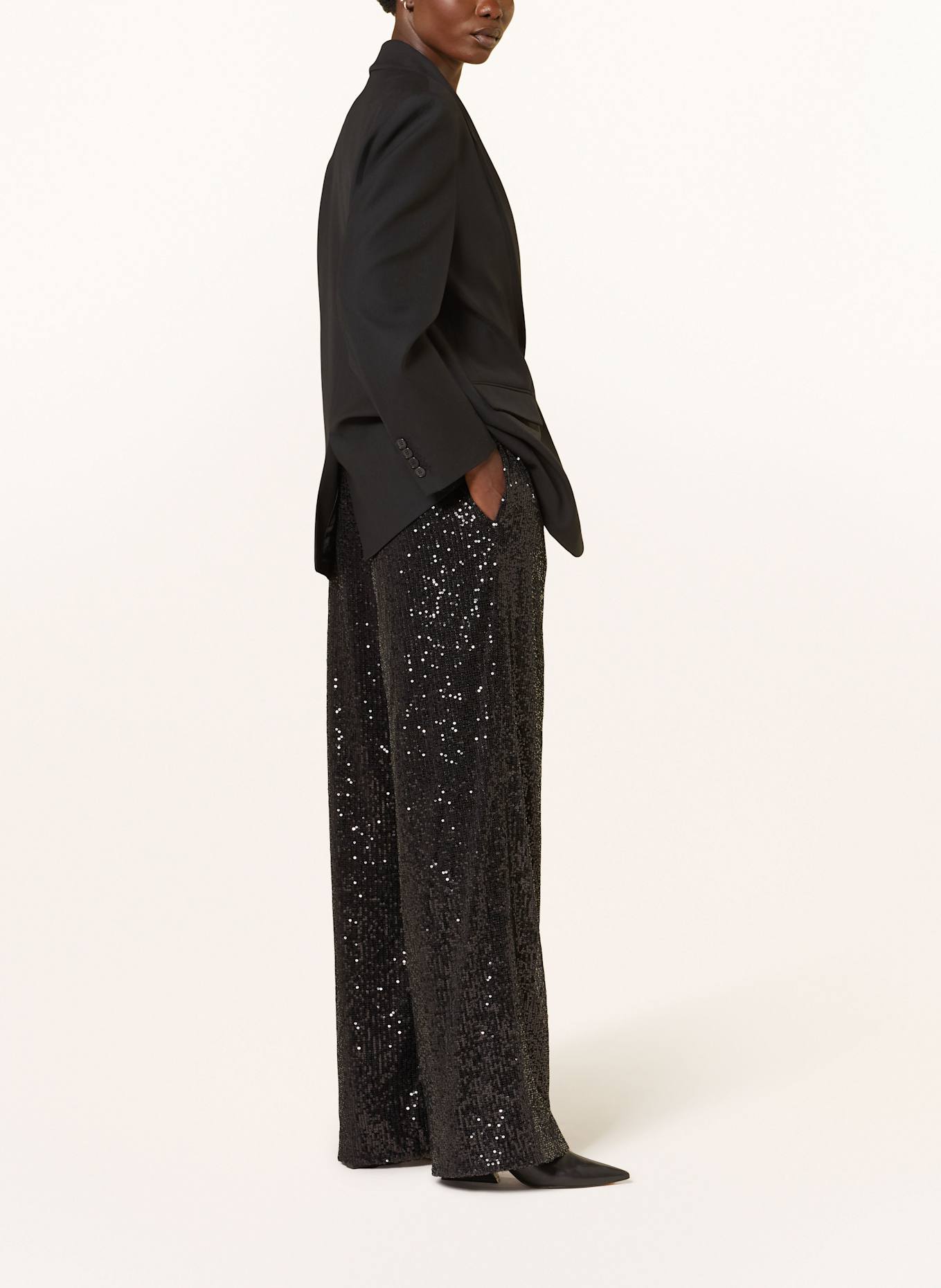 BOSS Marlenehose TILLOI mit Pailletten: SCHWARZ