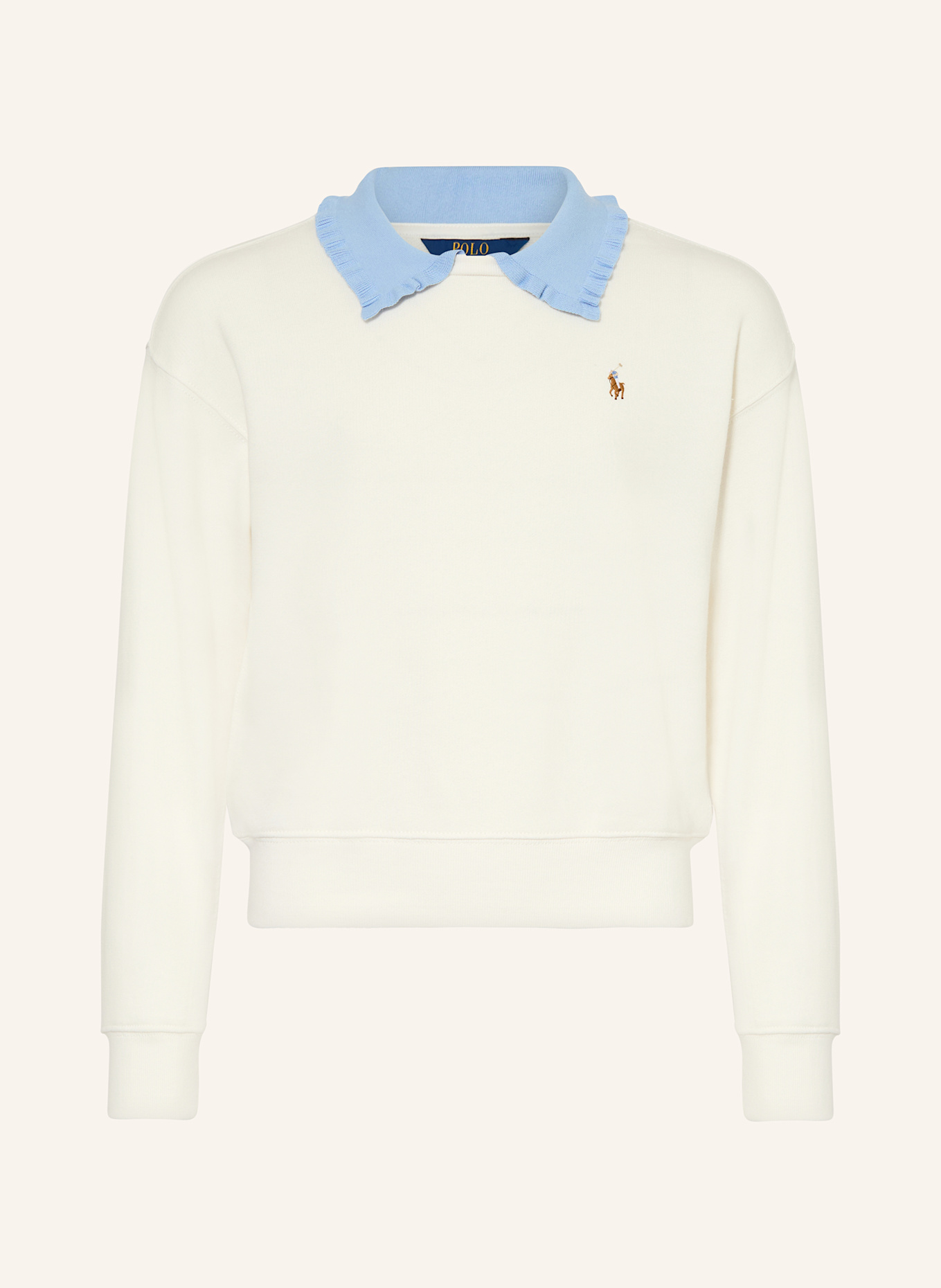 POLO RALPH LAUREN Pullover: WEISS / HELLBLAU