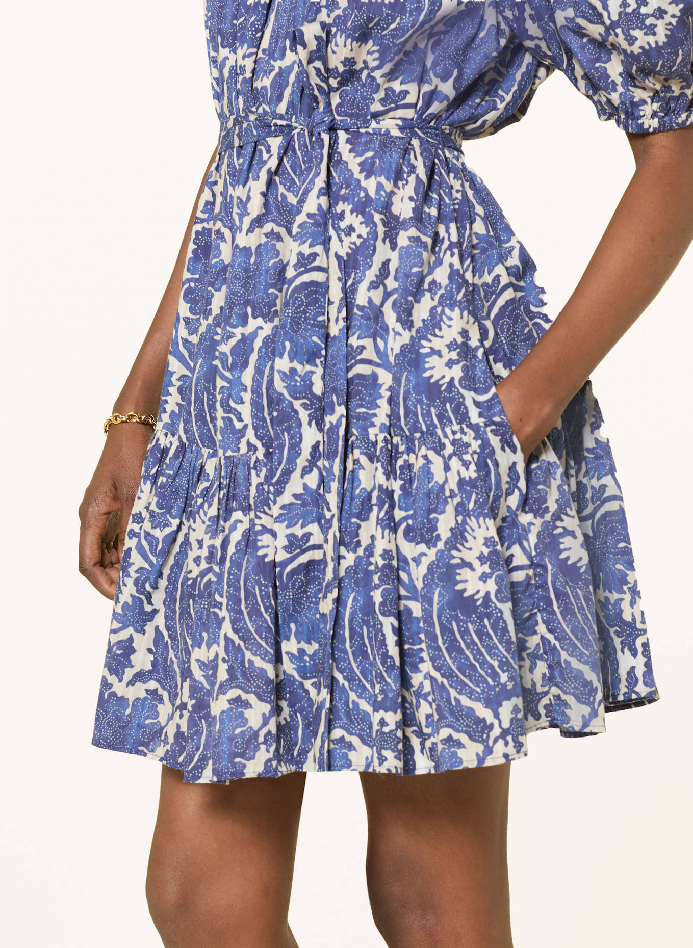ULLA JOHNSON Kleid ROSALIE: ECRU/ BLAU