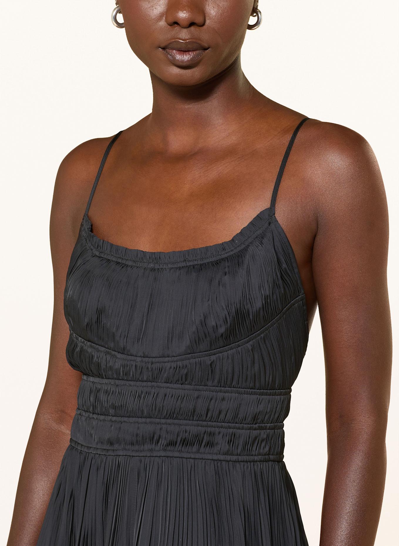 ULLA JOHNSON Satinkleid REINE mit Plissees: SCHWARZ