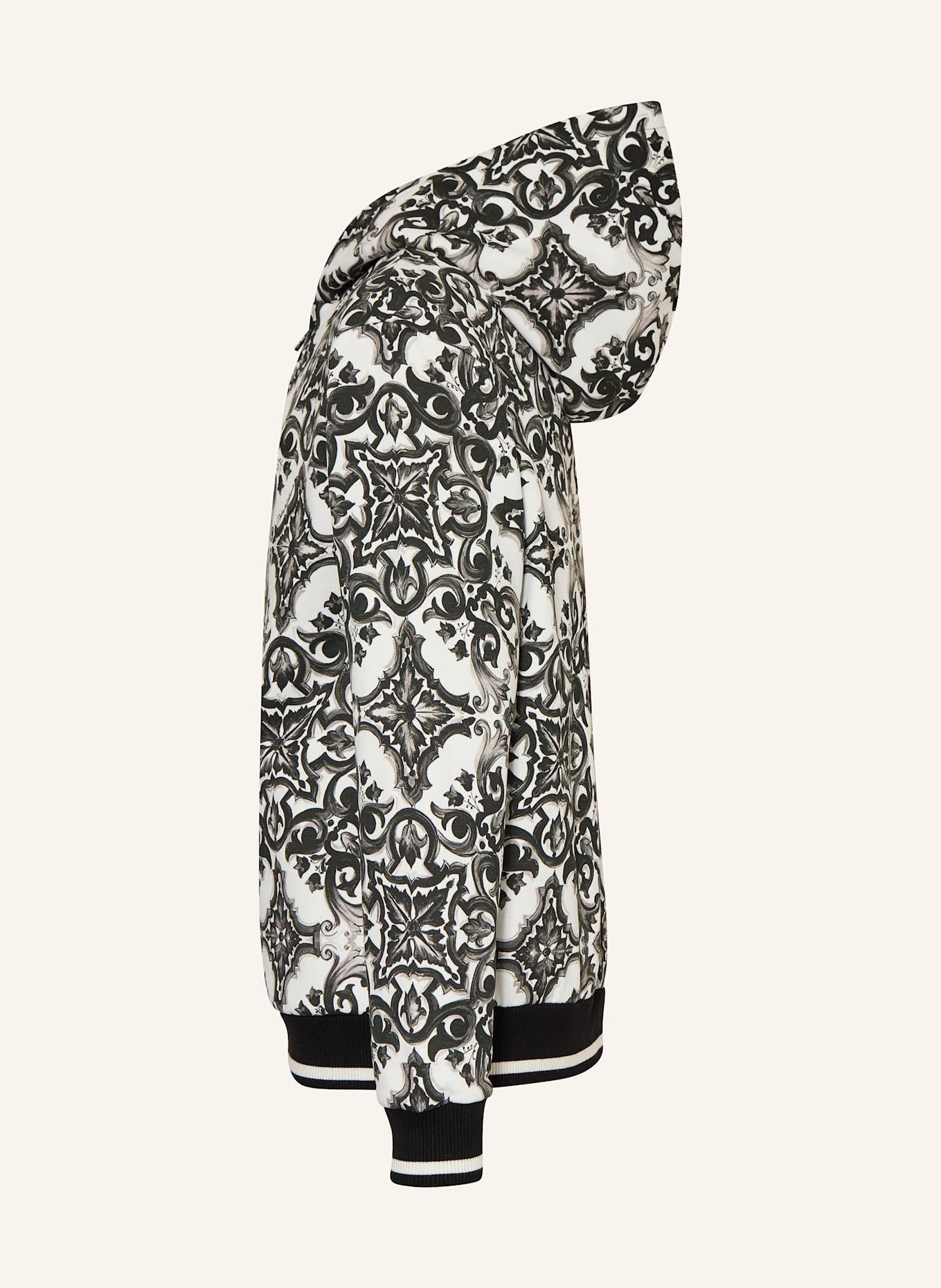 DOLCE & GABBANA Mikinová bunda: BÍLÁ/ ČERNÁ