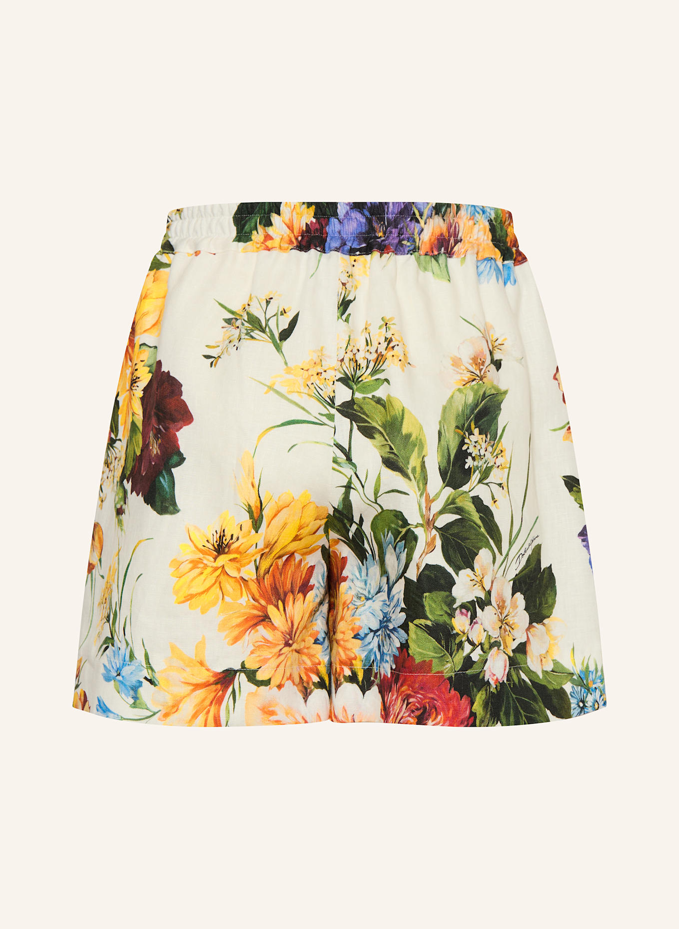 DOLCE & GABBANA Lněné šortky: KRÉMOVÁ/ ZELENÁ/ ORANŽOVÁ