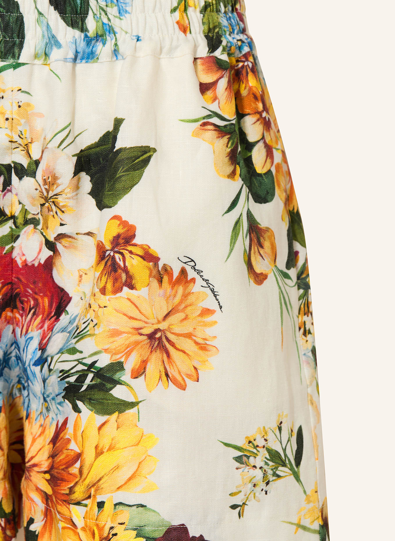DOLCE & GABBANA Lněné šortky: KRÉMOVÁ/ ZELENÁ/ ORANŽOVÁ
