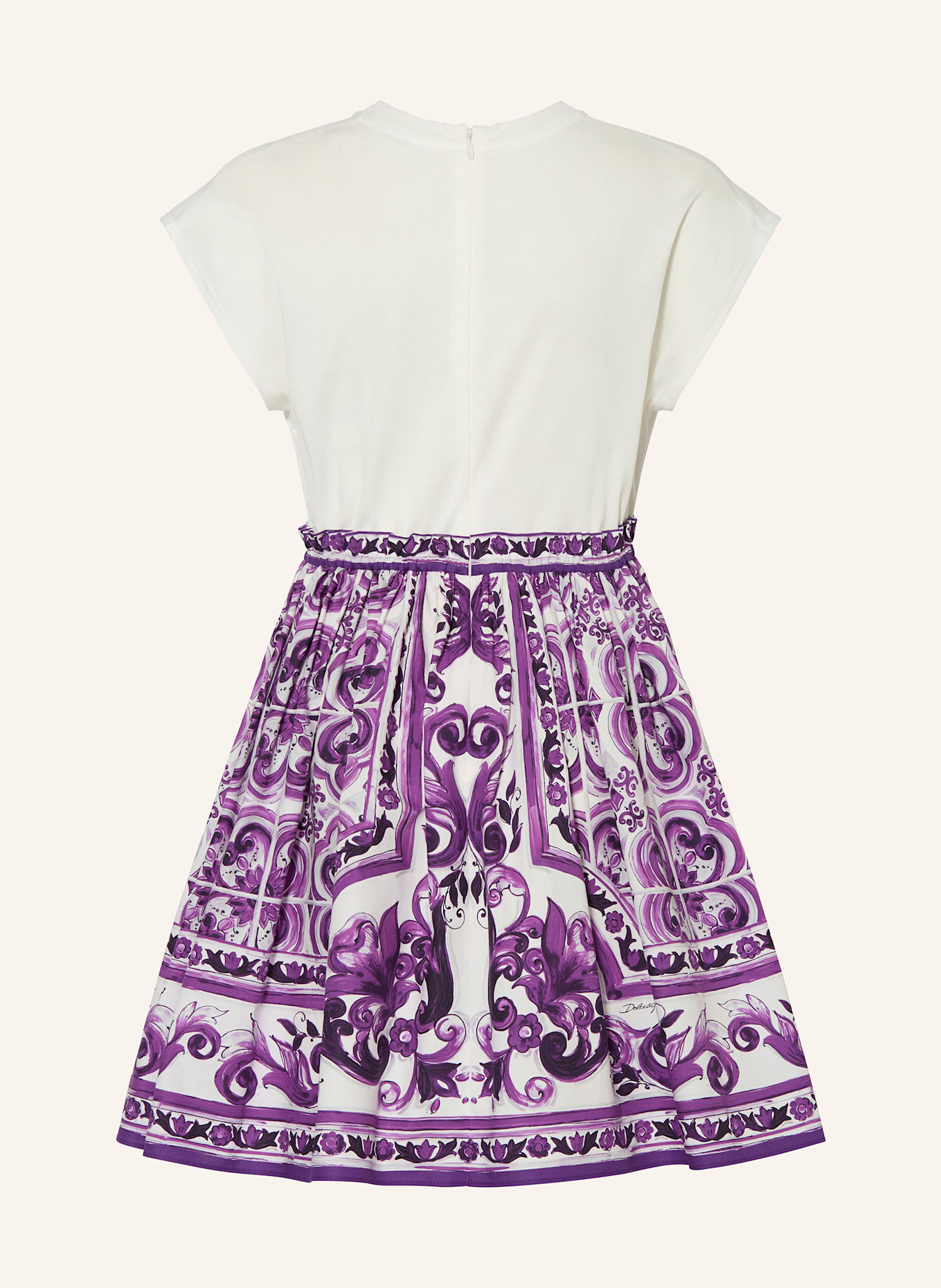 DOLCE & GABBANA Kleid im Materialmix: LILA/ DUNKELLILA/ WEISS