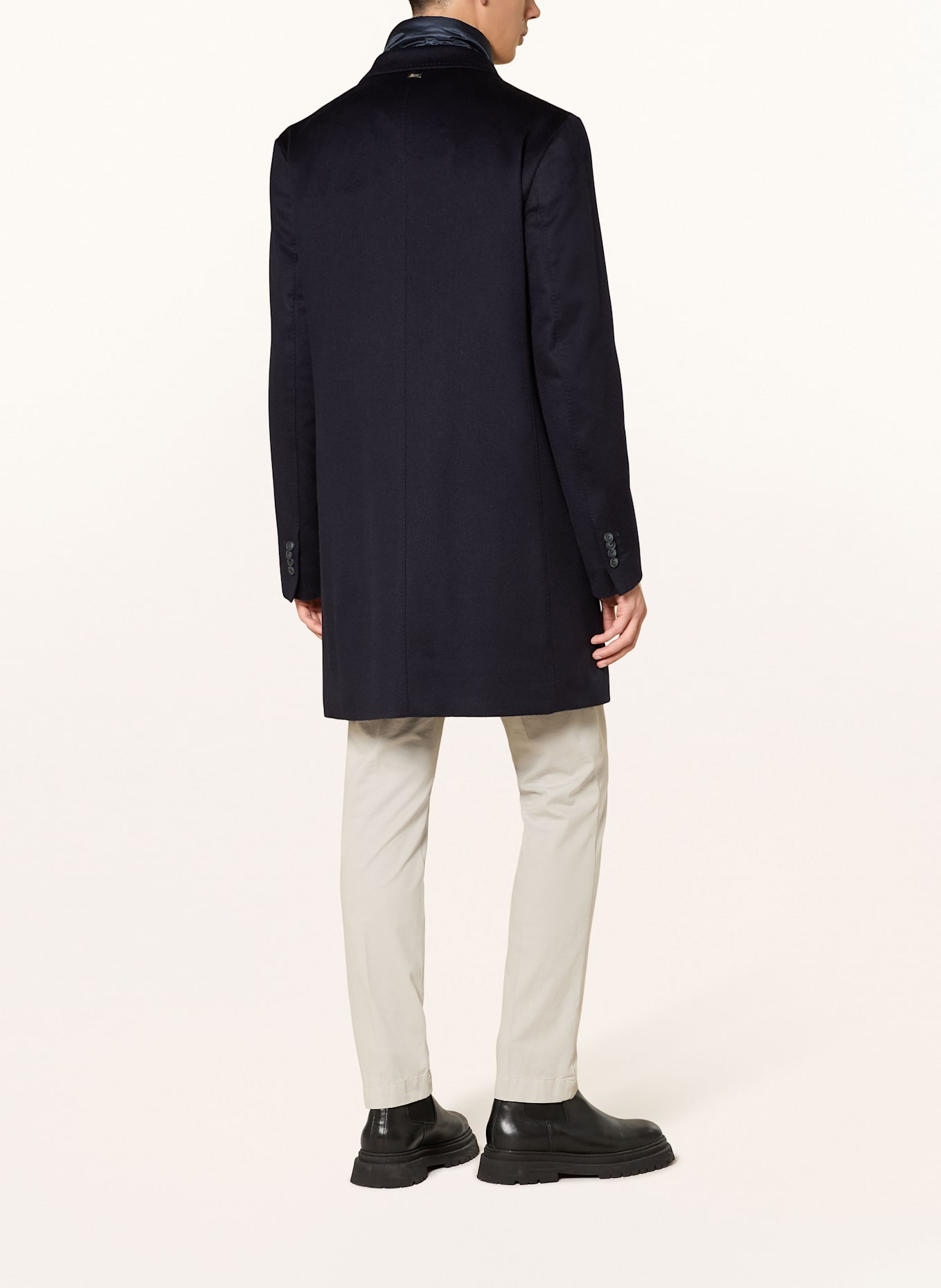 HERNO Cashmere-Mantel mit herausnehmbarer Blende: DUNKELBLAU