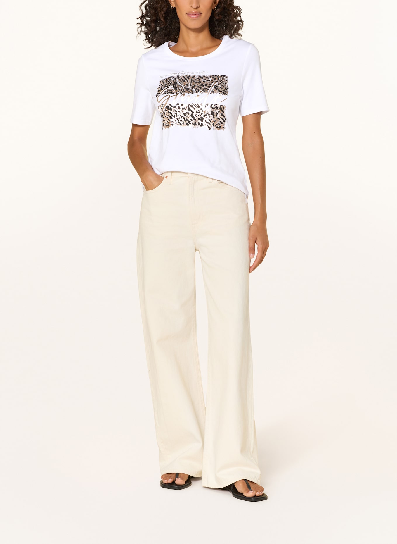 Betty Barclay T-shirt: BIAŁY / CZARNY / ZŁOTY